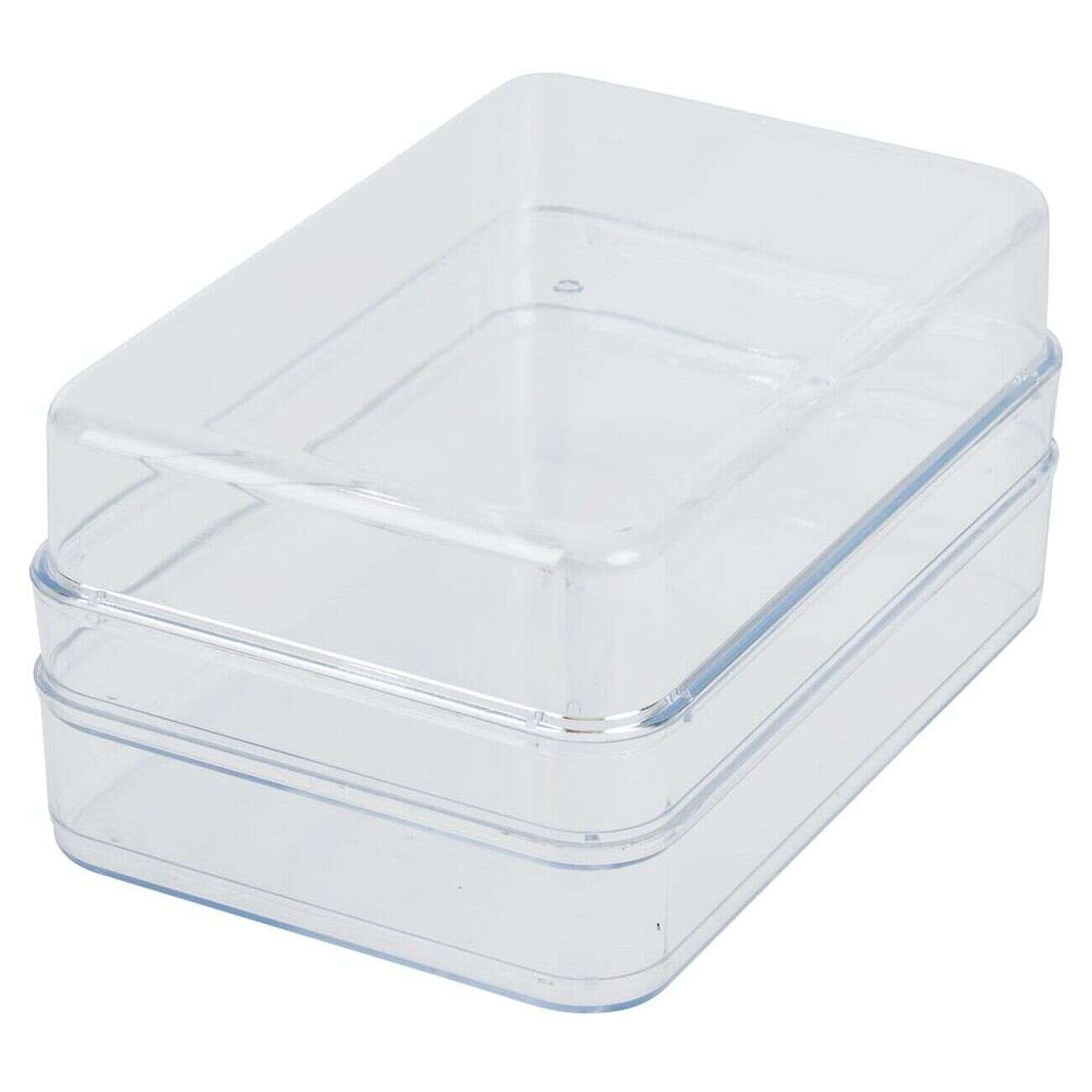 Boîte transparente à 2 niveaux pour frigo 2,5L - L.21,5x14,5xH10,5cm