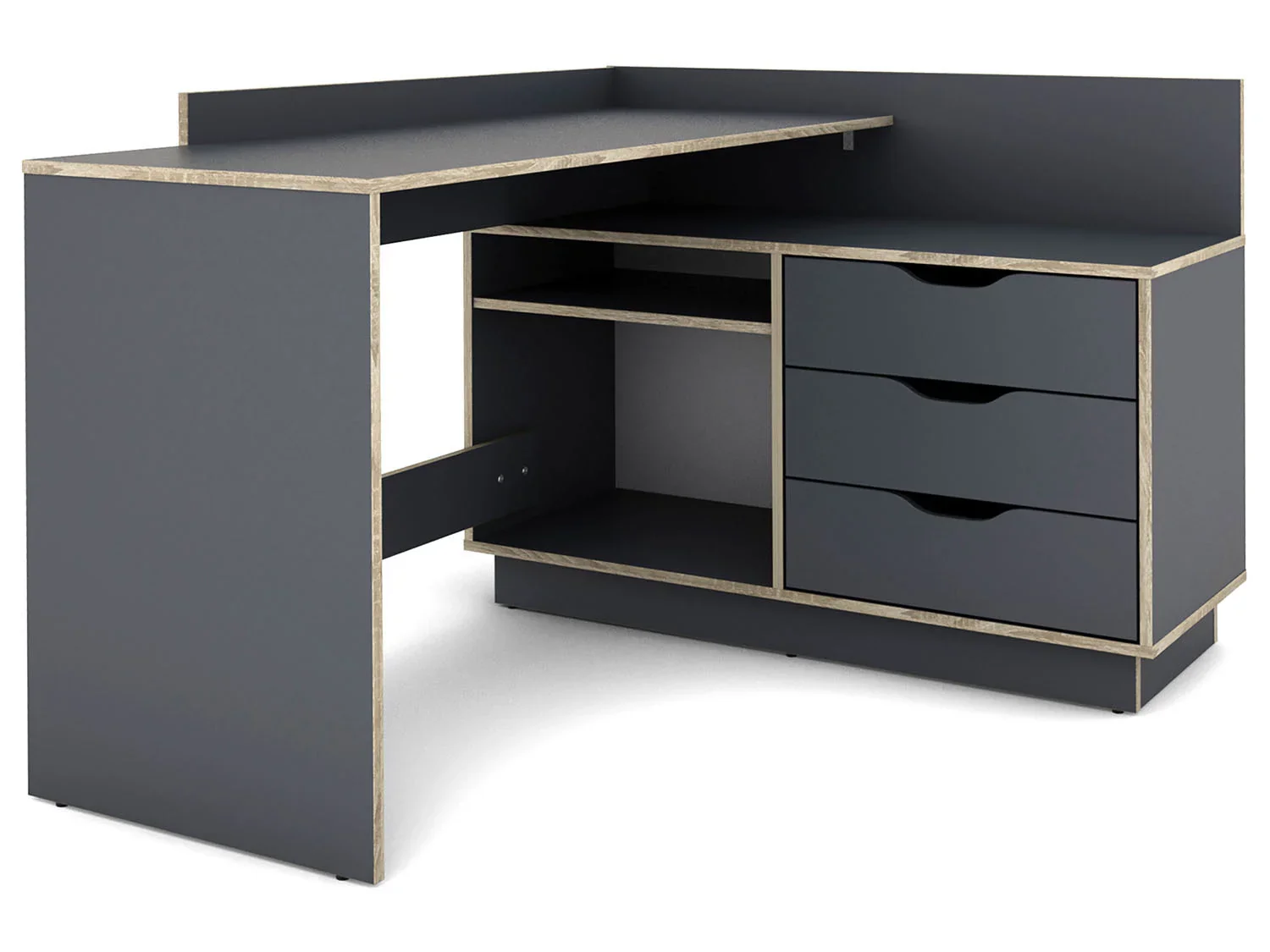 byLIVING Bureau d'angle Belfast avec compartiments, 129 x 105 x 83 cm