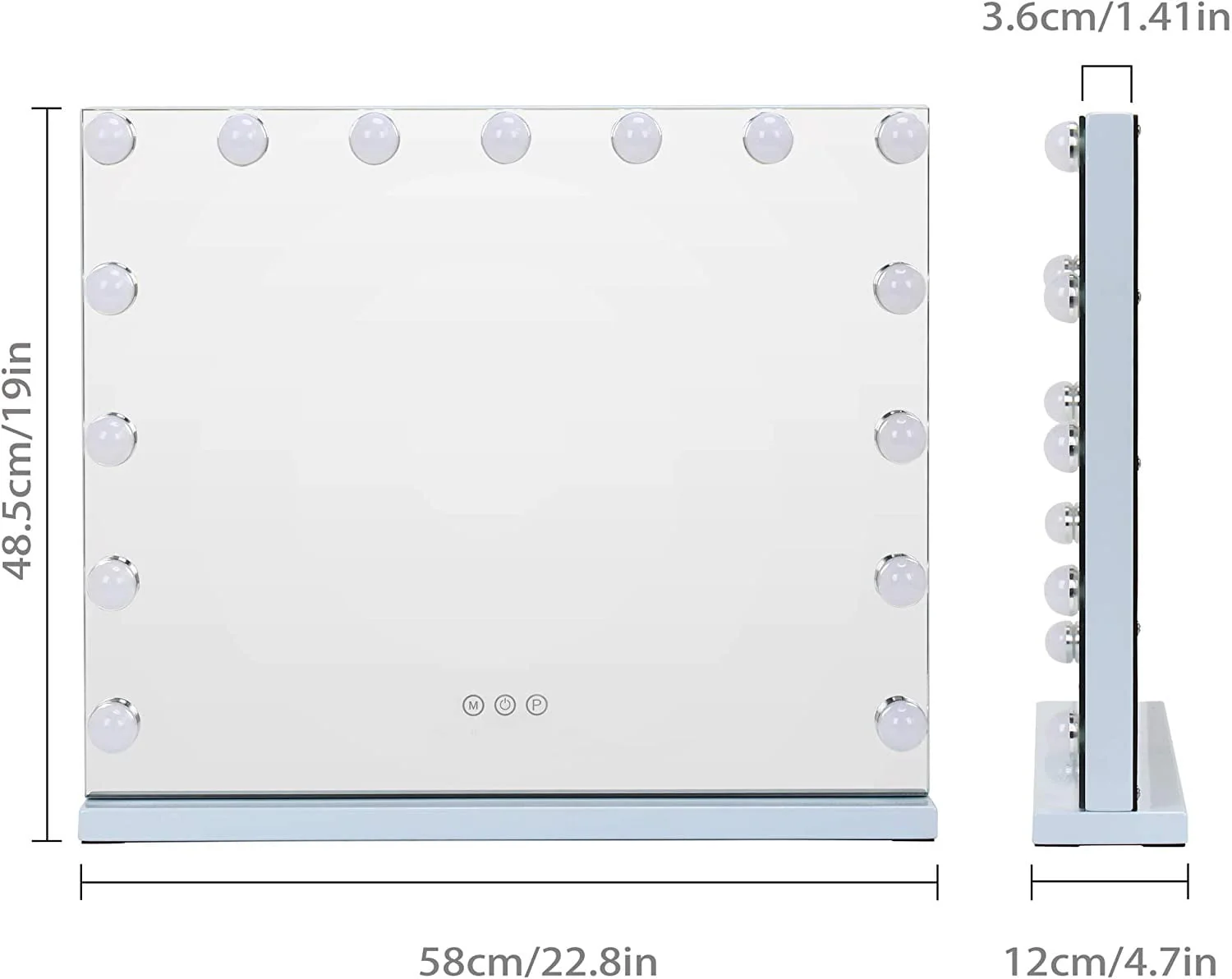 COOLJEEN Large Hollywood Vanity Mirror with Lights Wall Mount Tabletop Metal White Image 4