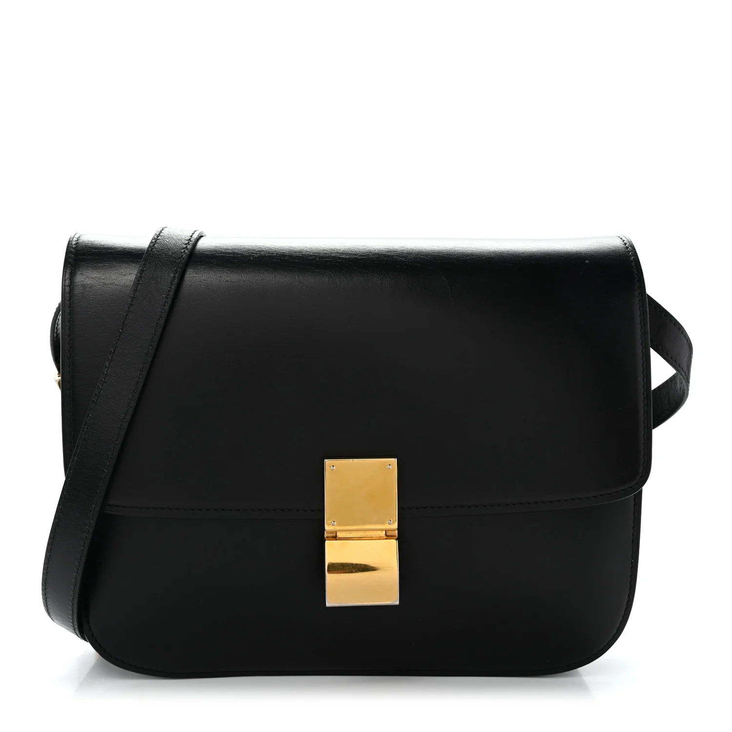 Box Calfskin Medium Classic Box Flap Bag Black