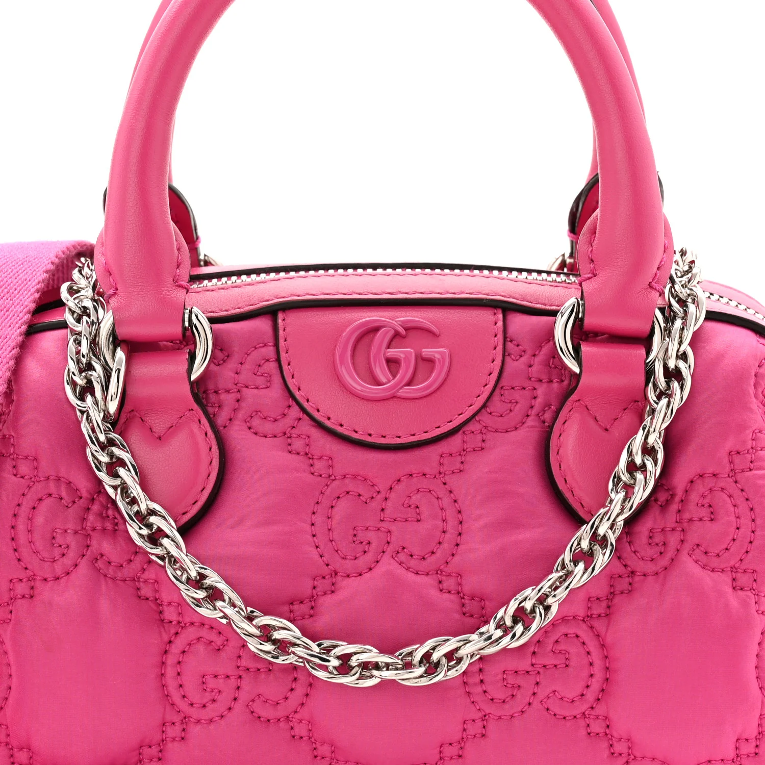 Nylon Calfskin Enamel GG Matelasse Mini Bowler Bag Lovely