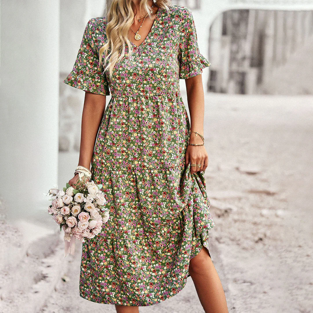 Robe midi d'été fleurie pour femmes