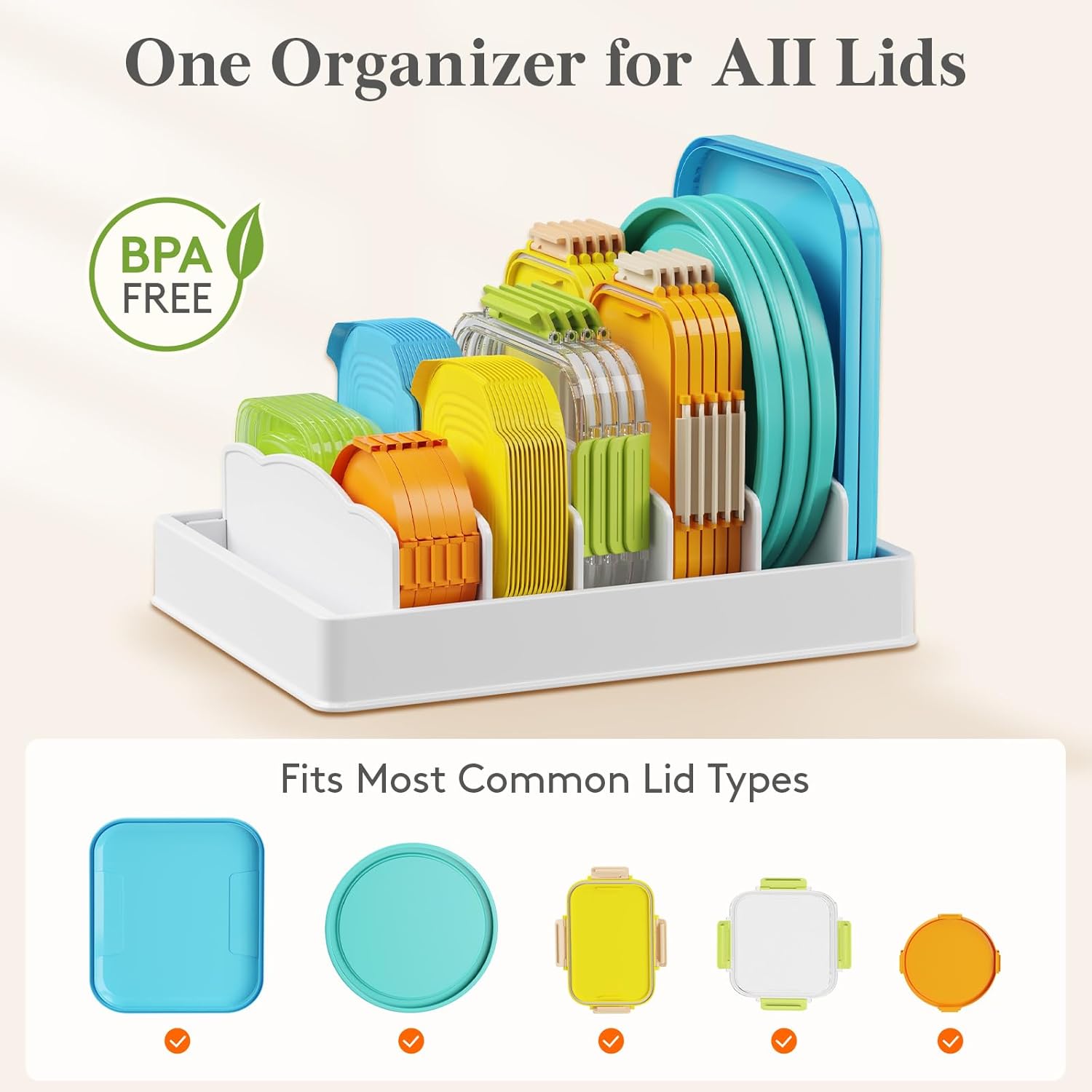 Lifewit Kitchen Cabinet Organizer for Food Container Lid with 7 Sections