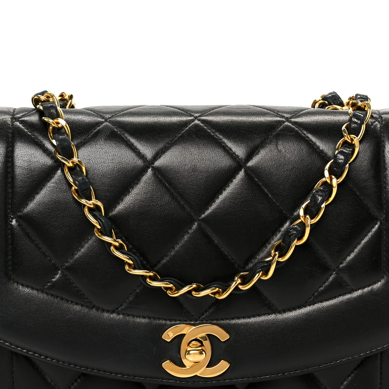 Lambskin Quilted Small Single Flap Black