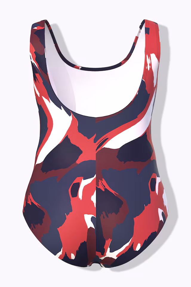 Abstract Print One Piece Cupless Swimsuit