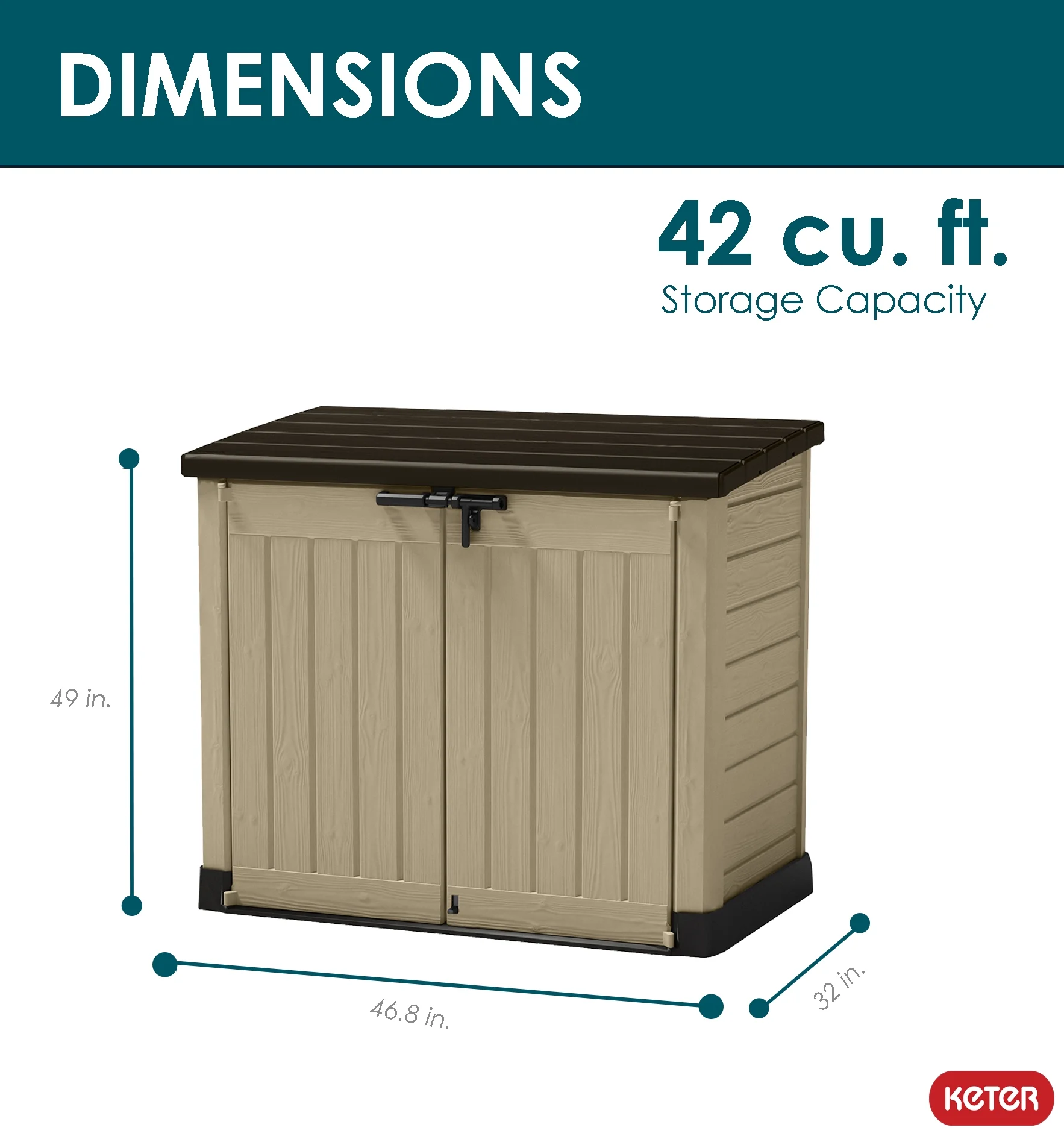 Store It Out MAX Horizontal Durable Resin Outdoor Storage Shed With Heavy Duty Floor and Locking Latch and Double Doors, Beige - Image 6