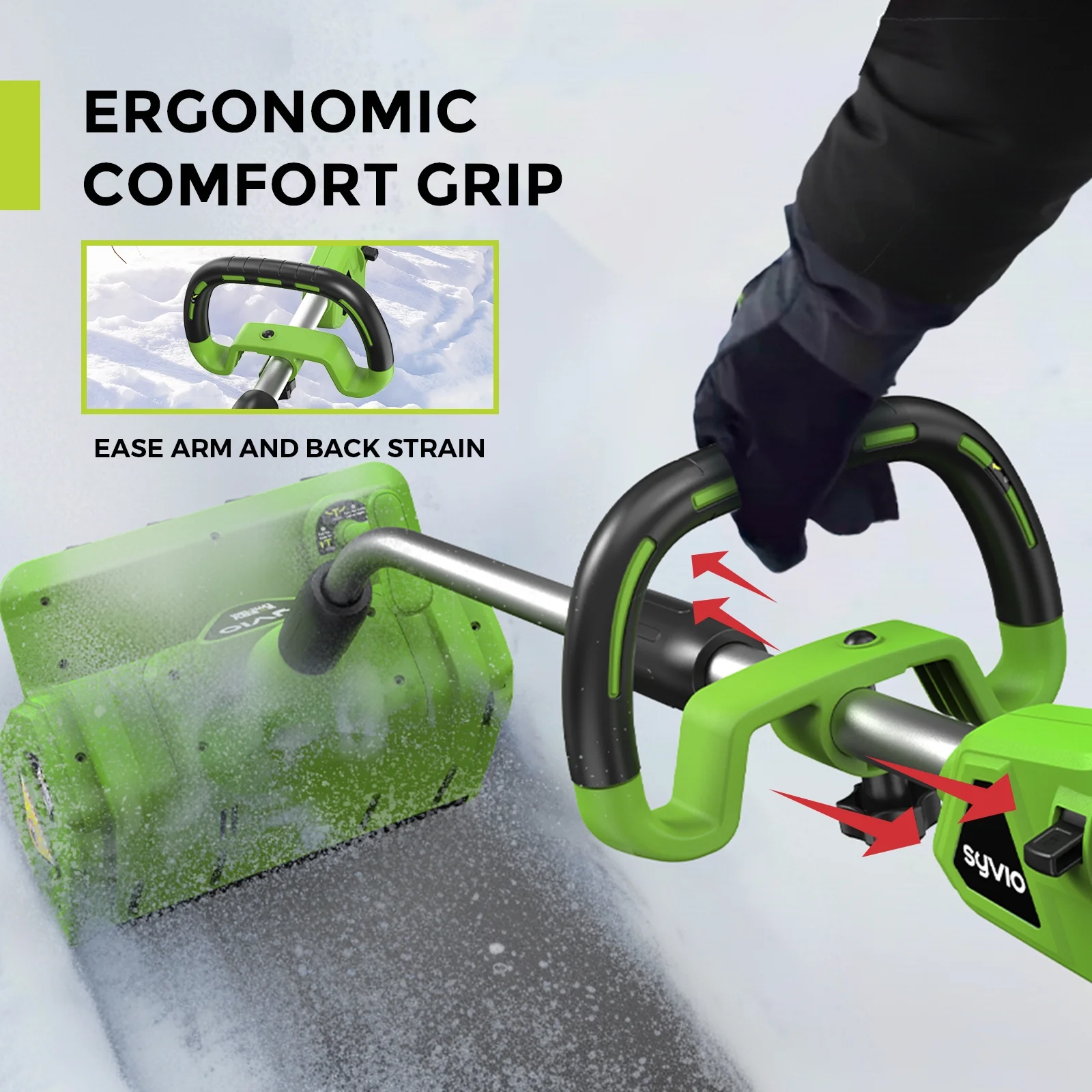 Cordless Snow Shovel, 24V | 12-Inch | 4-Ah Cordless Snow Blower, Battery Snow Blower with Directional Plate Adjustable Front Handle (4-Ah Battery Quick Charger Included)(12") - Image 9