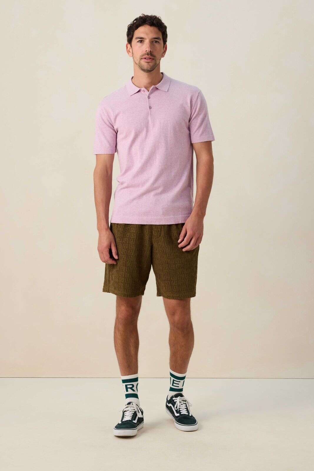 Lichtpaarse gebreide polo