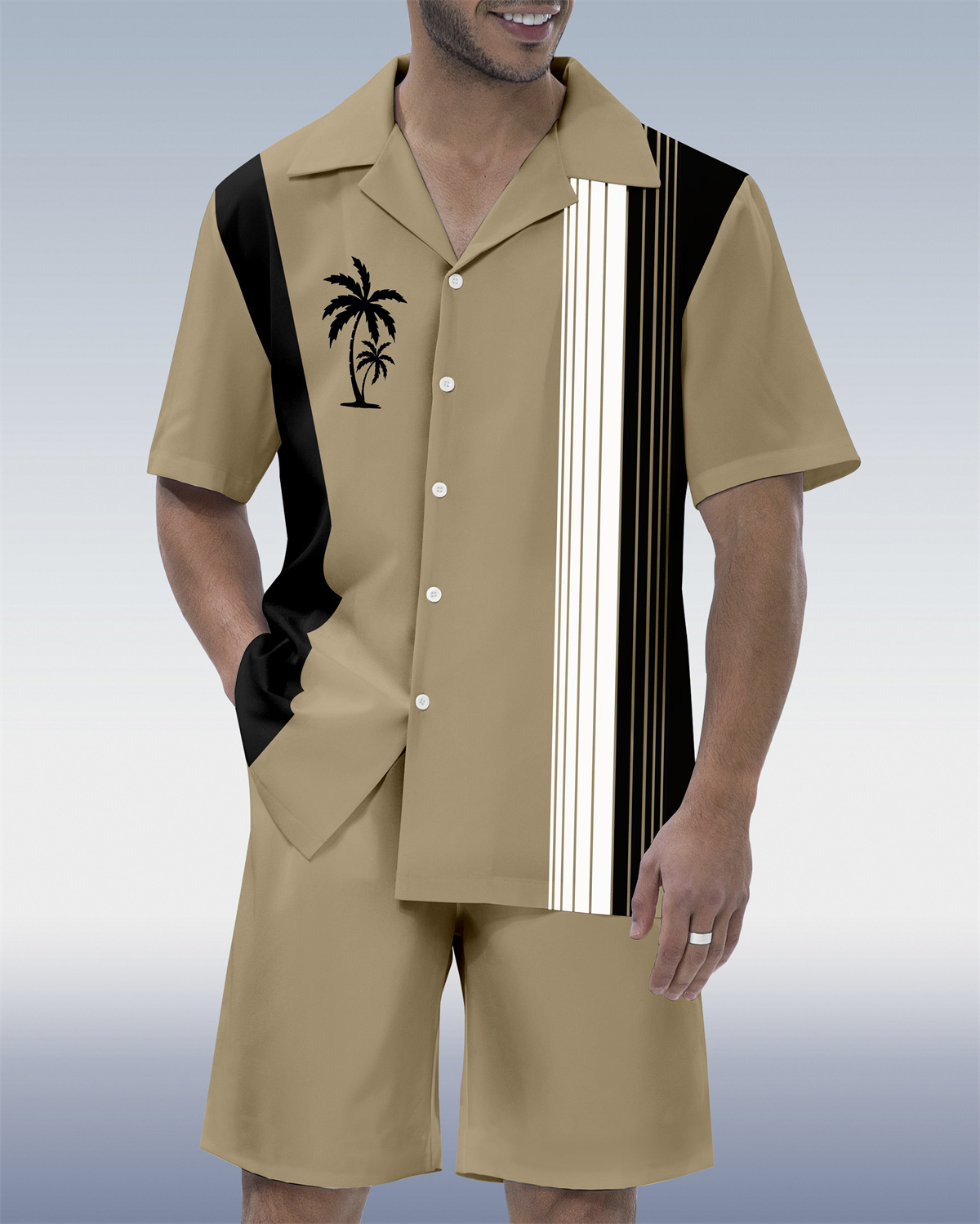 Ensemble chemise à manches courtes et col cubain hawaïen pour homme, style décontracté, idéal pour les vacances