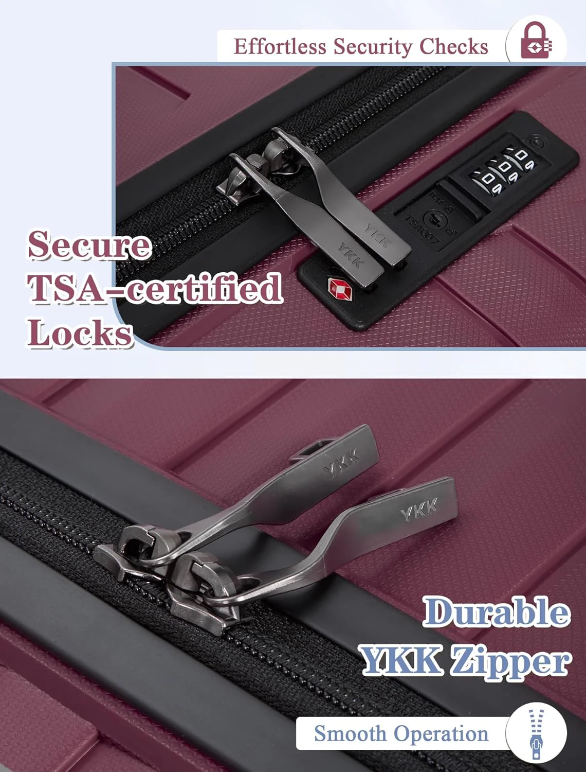 Ensemble de 5 valises à roulettes, valise rigide en ABS avec roulettes multidirectionnelles