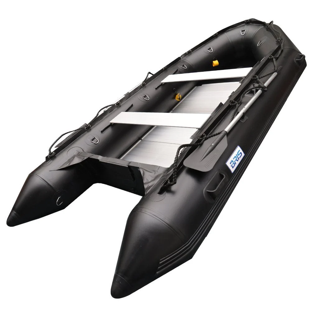 BRIS 12.5ft Inflatable Boat Inflatable Fishing Rescue Dive Boat Dinghy Raft Pontoon Boat