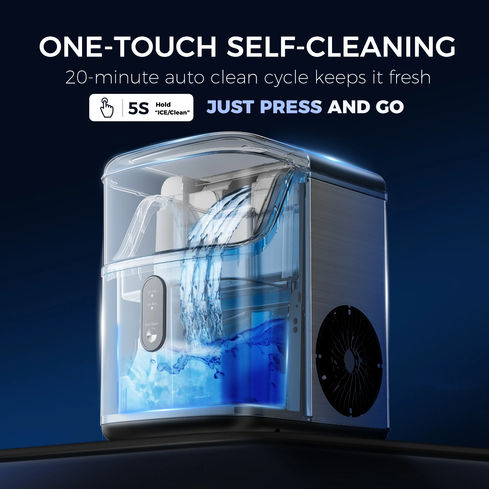 Nugget Ice Maker Countertops, 35.9lbs Per Day Portable Pebble ice machine, Crushed Sonic ice maker with Soft Chewable Ice for Home, Party, RV, Camping, Stainless Steel Silver - Image 7