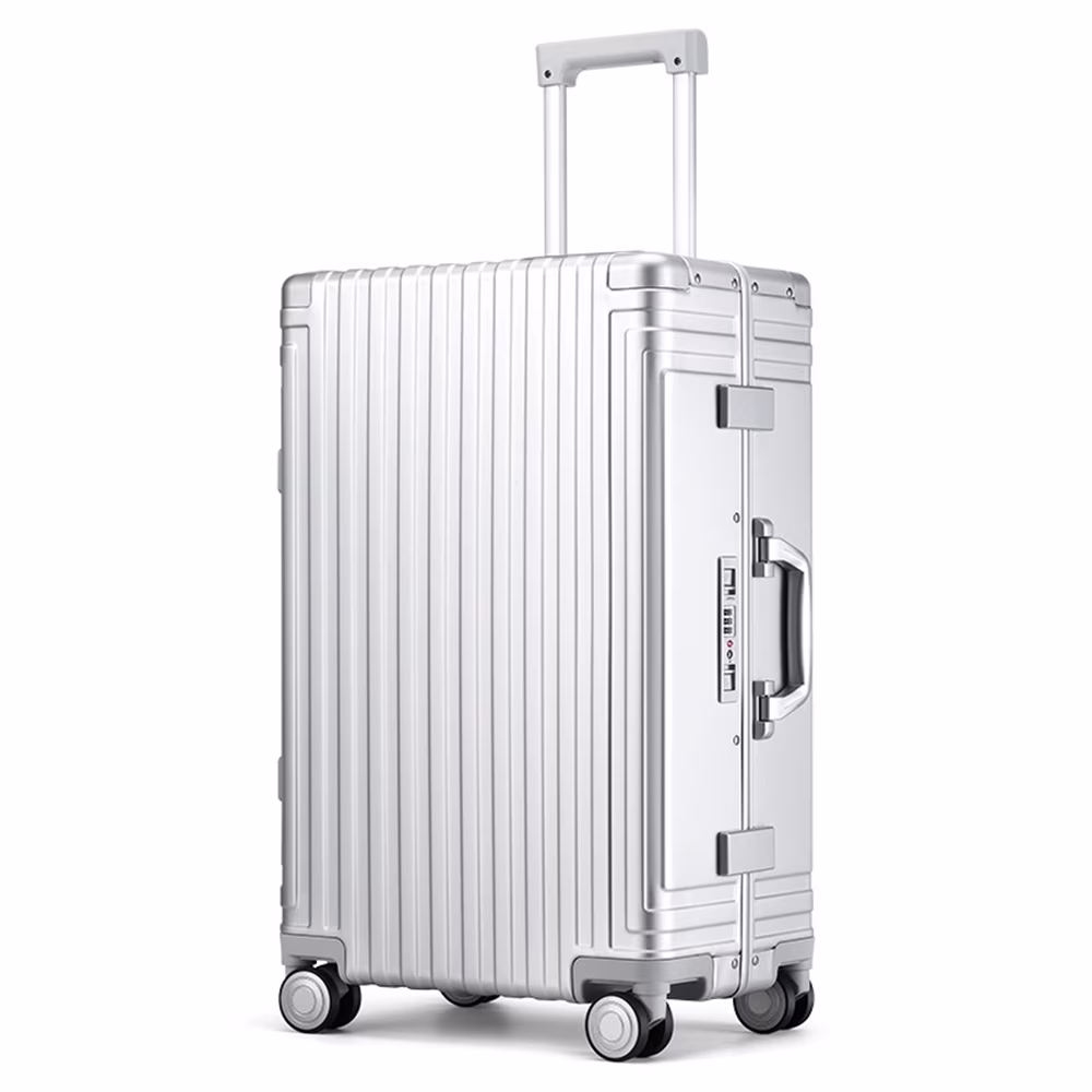 All Aluminum Hardshell Luggage, Airline Approved Zipperless Hardside Carry on Suitcase with Spinner Wheels, Checked Aluminium Luggage Metal Rolling Luggage Case for Travel, Business