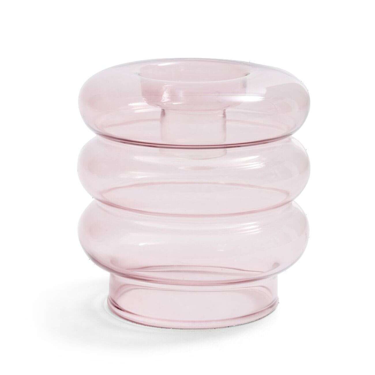 Bougeoir anneau rose clair Ø9xH8,5cm