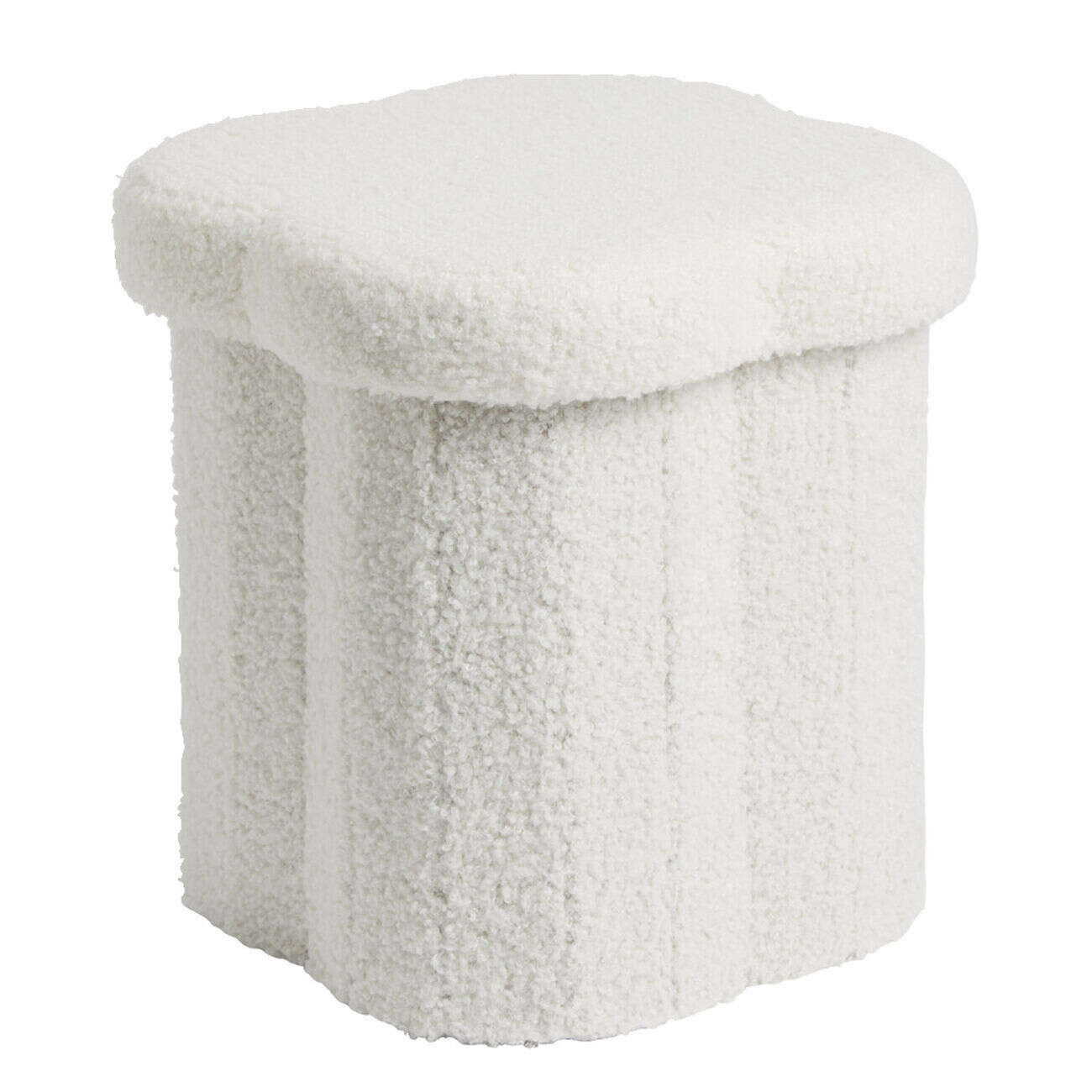 Pouf de rangement 8,8L laine bouclée beige 25x25xH26,5cm