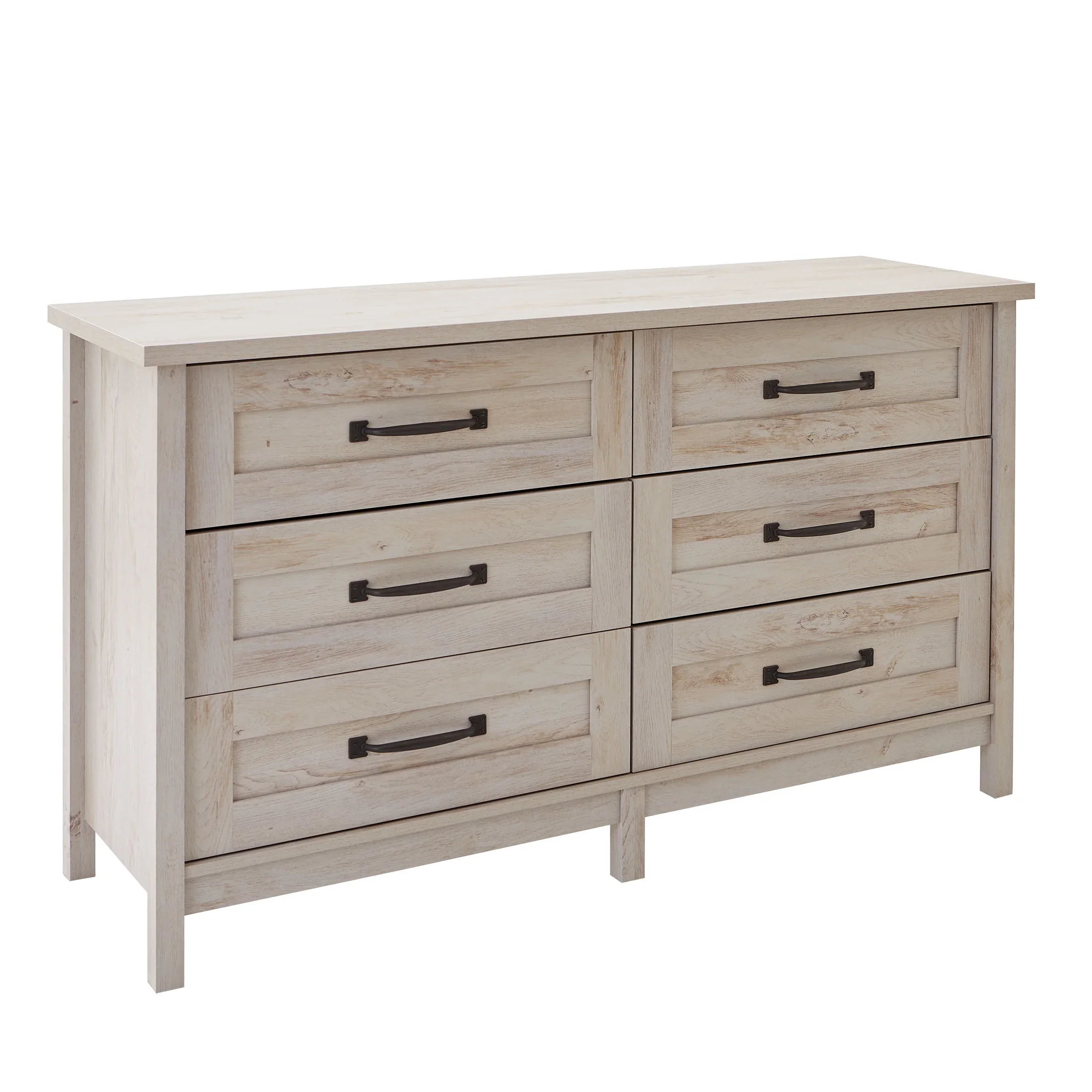 Better Homes & Gardens Modern Farmhouse 6-Drawer Dresser, Rustic White Finish