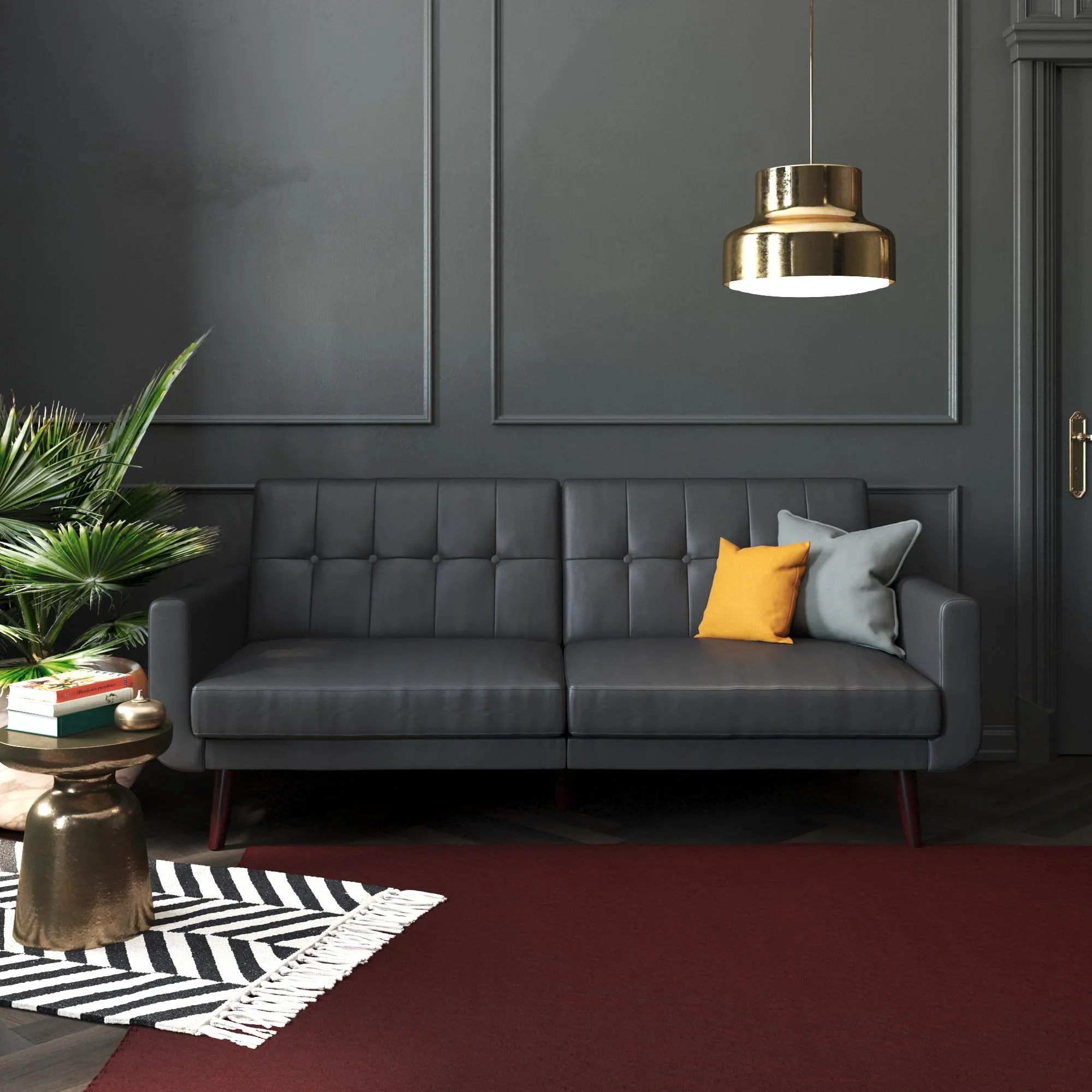 Better Homes & Gardens Nola Modern Futon, Camel Faux Leather