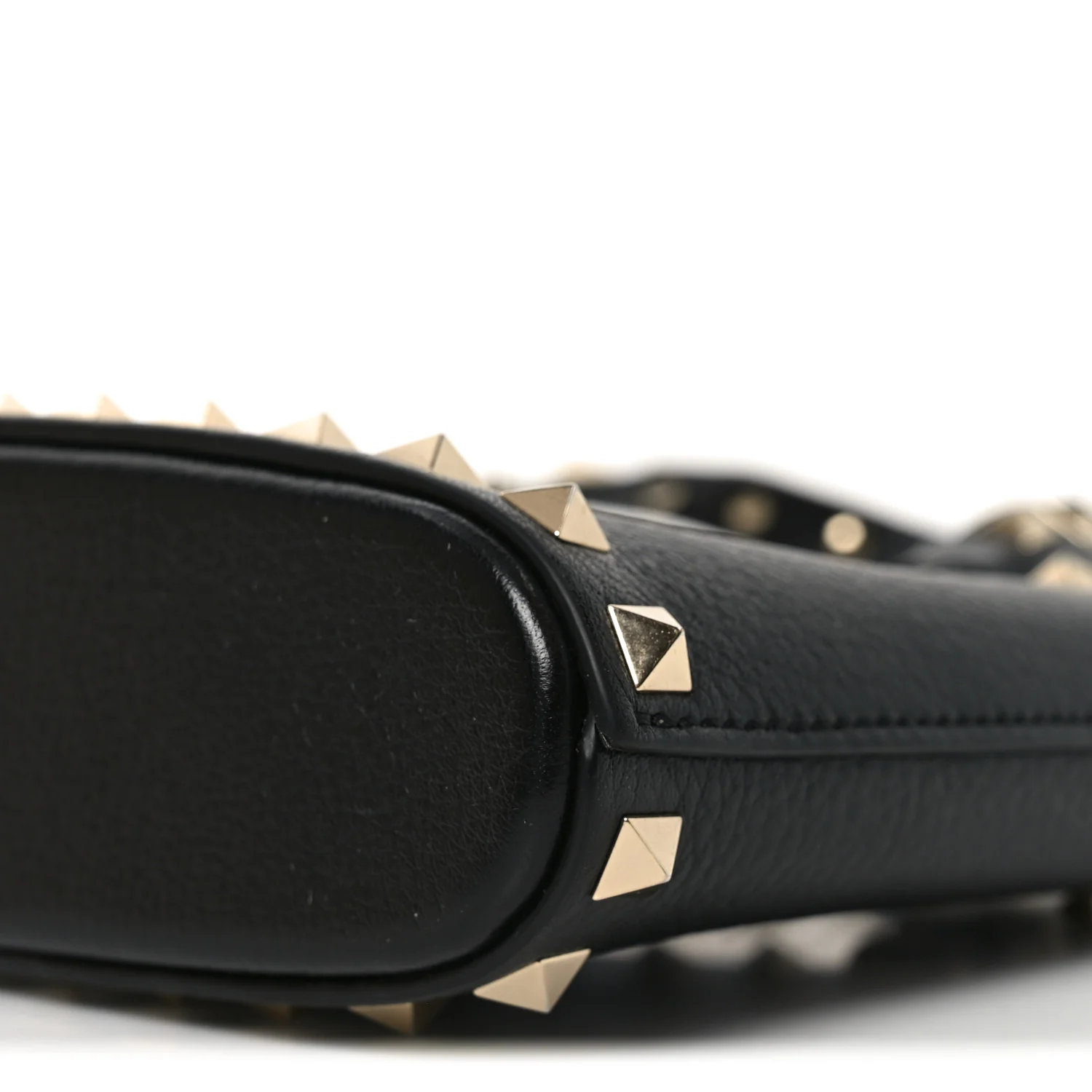 Grainy Calfskin Mini Rockstud Shopping Bag Black