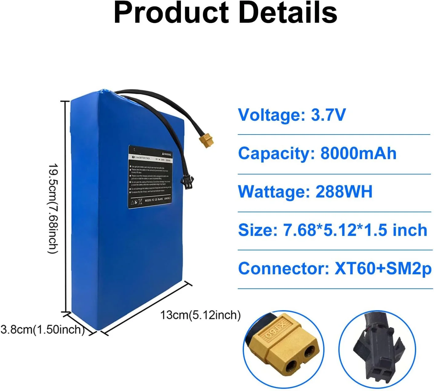 36V 8Ah Electric Scooter Battery Compatible for R1 Electric Scooters 36V Electric Scooter Replacement Battery 288Wh Li-ion Power Batteries, Size: 7.68 * 5.2 * 1.50 inch - Image 2