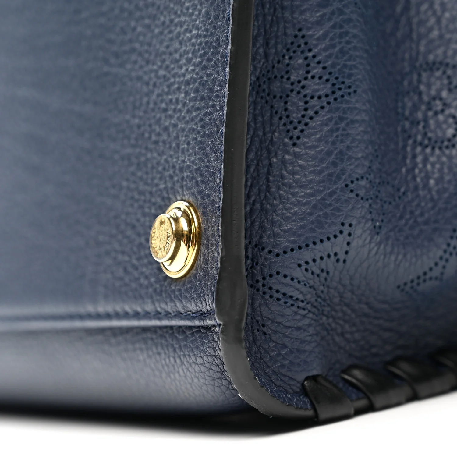 Calfskin Mahina Braided On My Side MM Navy Blue