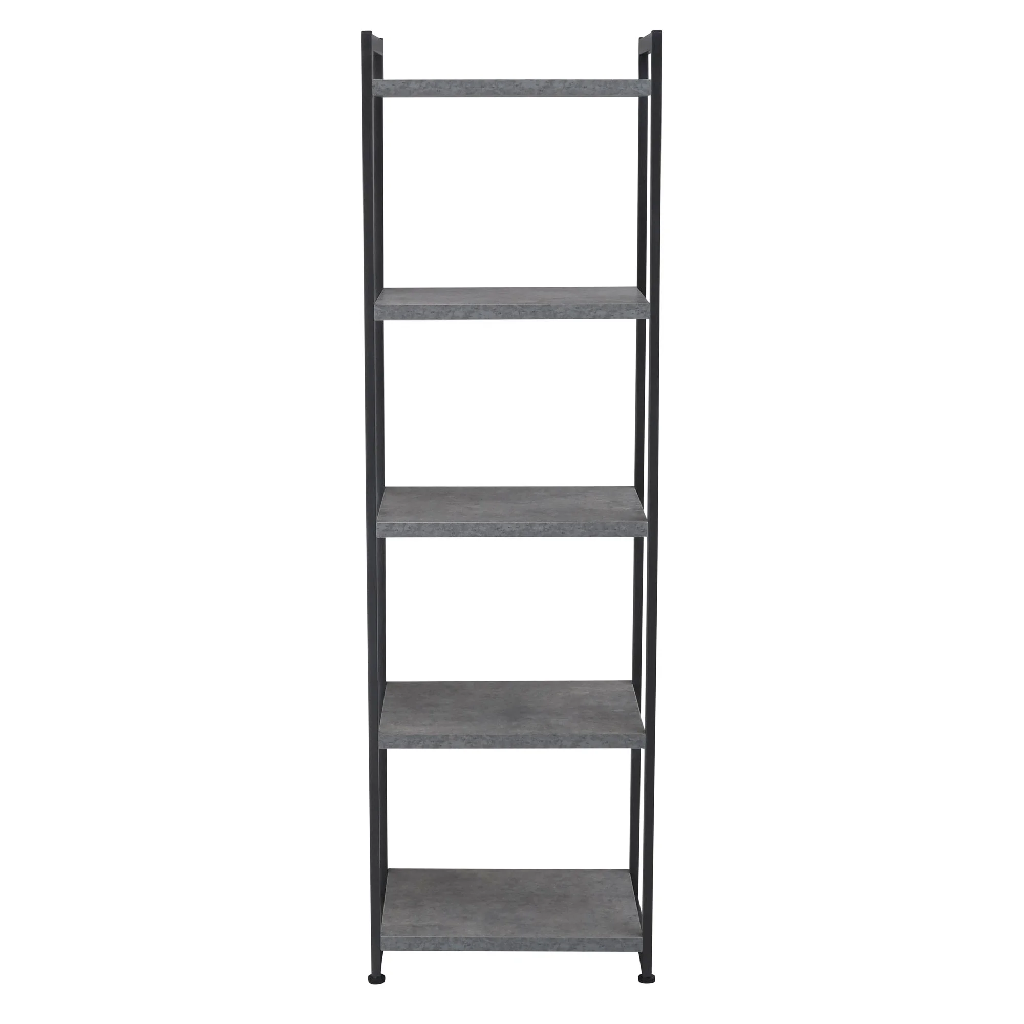 Jamestown Narrow 5 Shelf Open Storage Bookshelf Rustic Slate Concrete and Black Metal(Concrete Slate) - Image 4