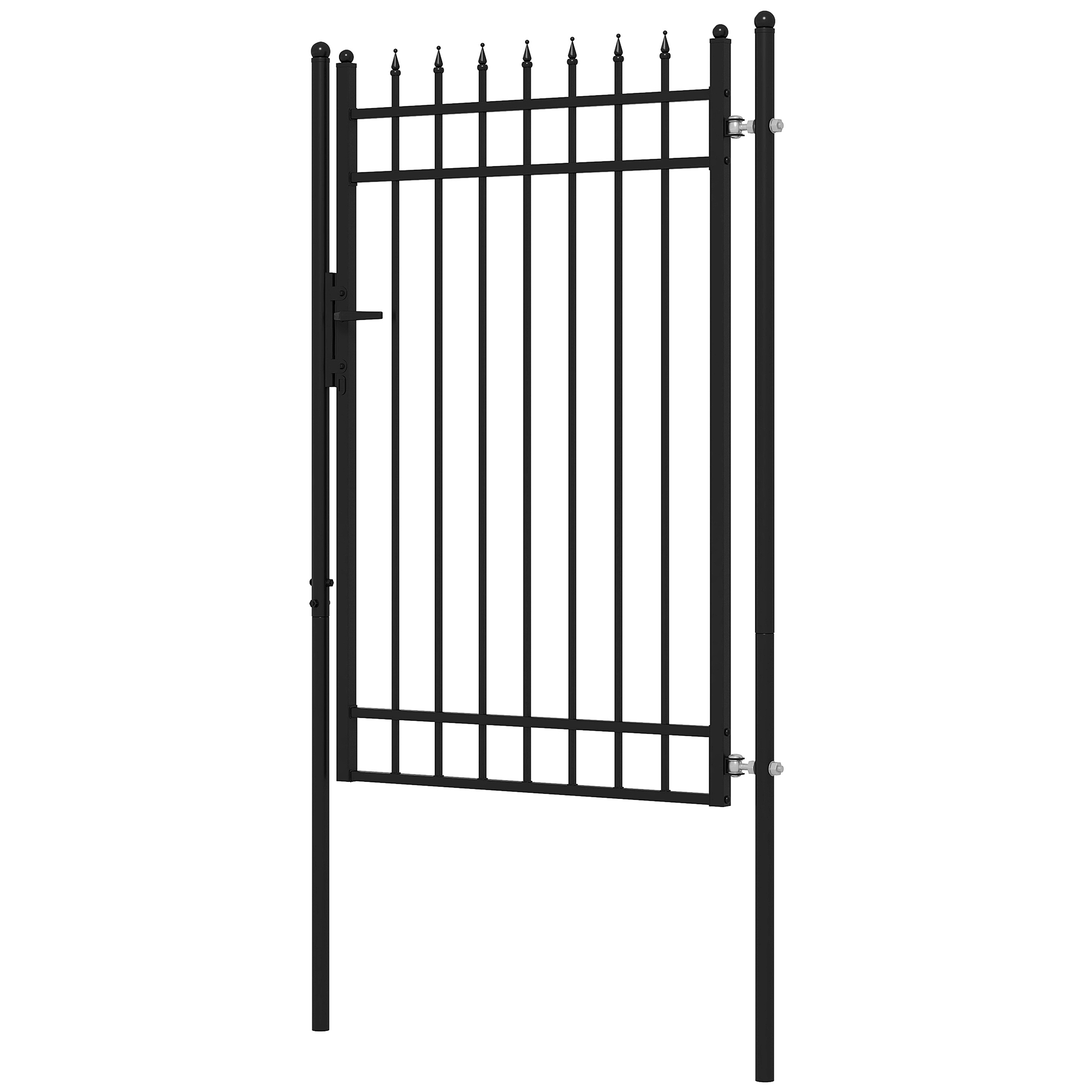 Outsunny Tuinhek, slot en sleutel, decoratieve spijlen, roestvrij staal, 107x204cm, Zwart