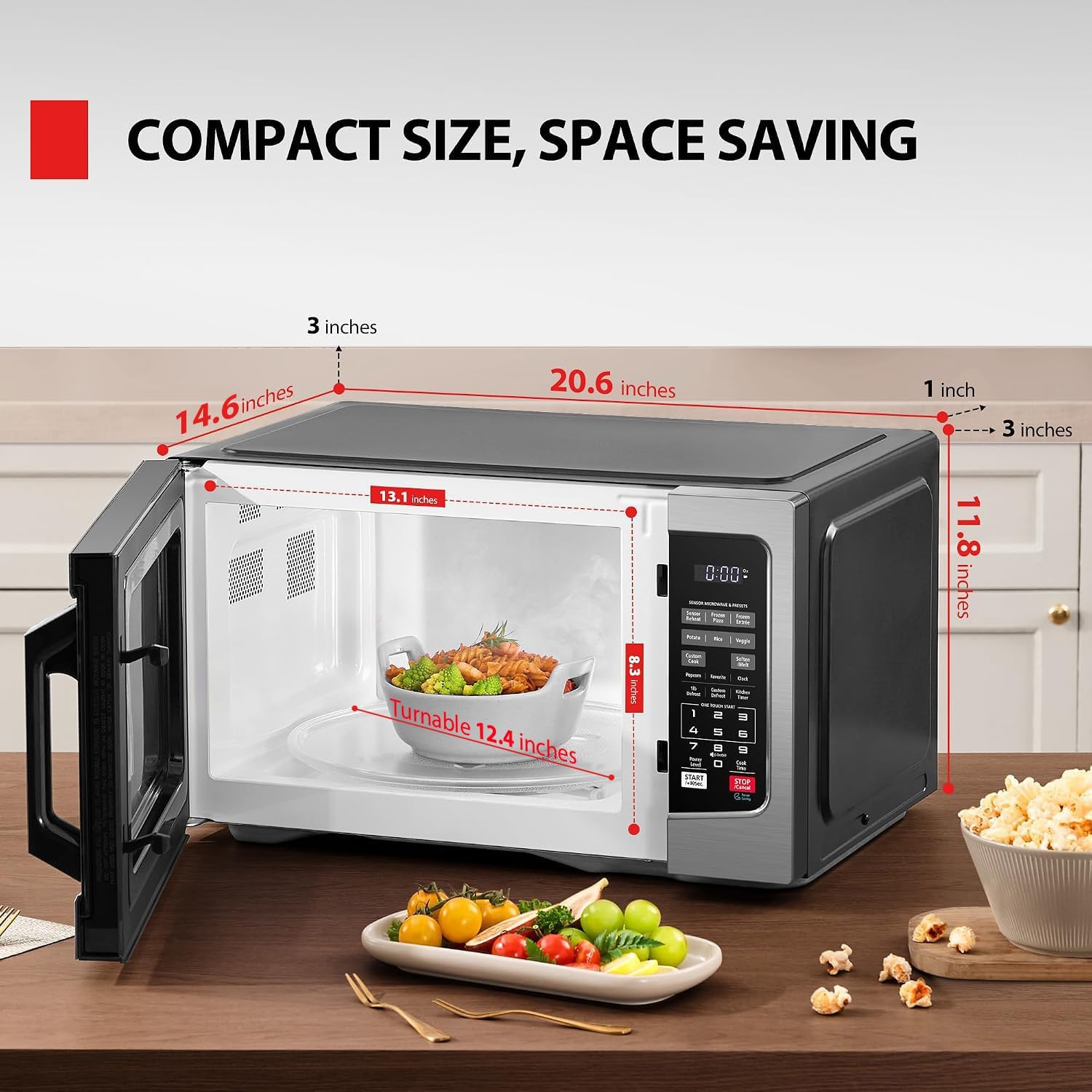 TOSHIBA Countertop Microwave Oven, 1.2 Cu.Ft, 1000W, Stainless Steel