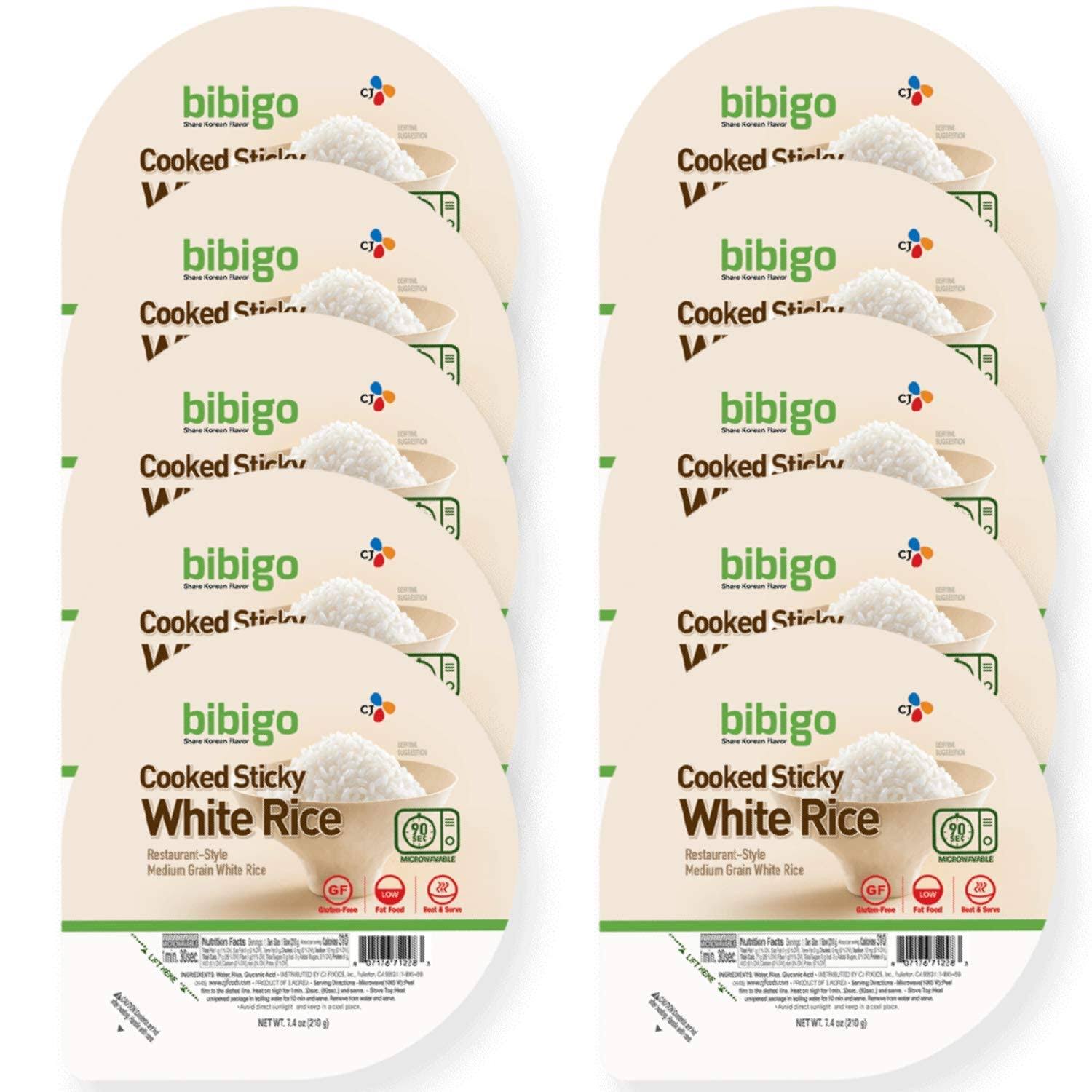 Bibigo Cooked Sticky White Rice Bowls, 7.4 oz, 12 ct