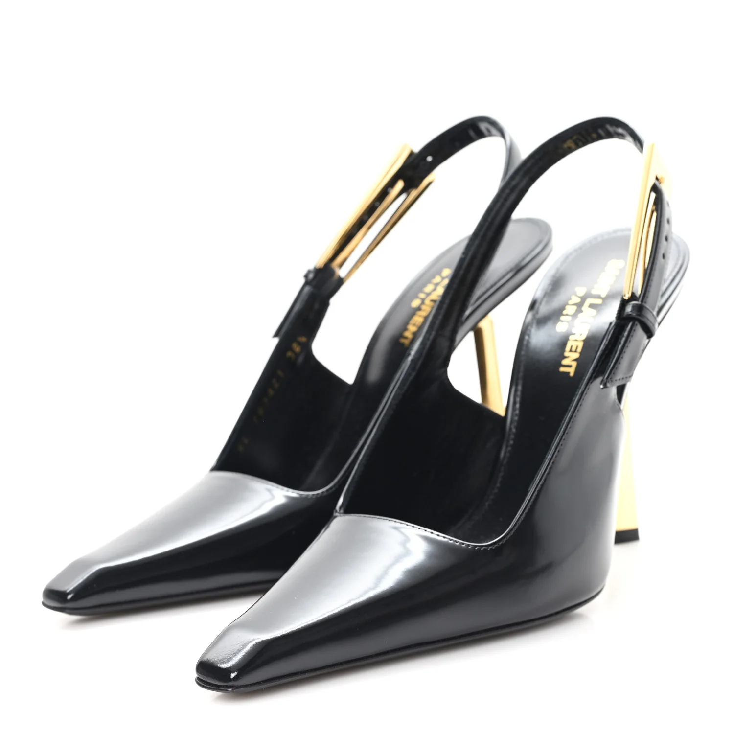 Glazed Calfskin Lee 110 Slingback Pumps 36.5 Black