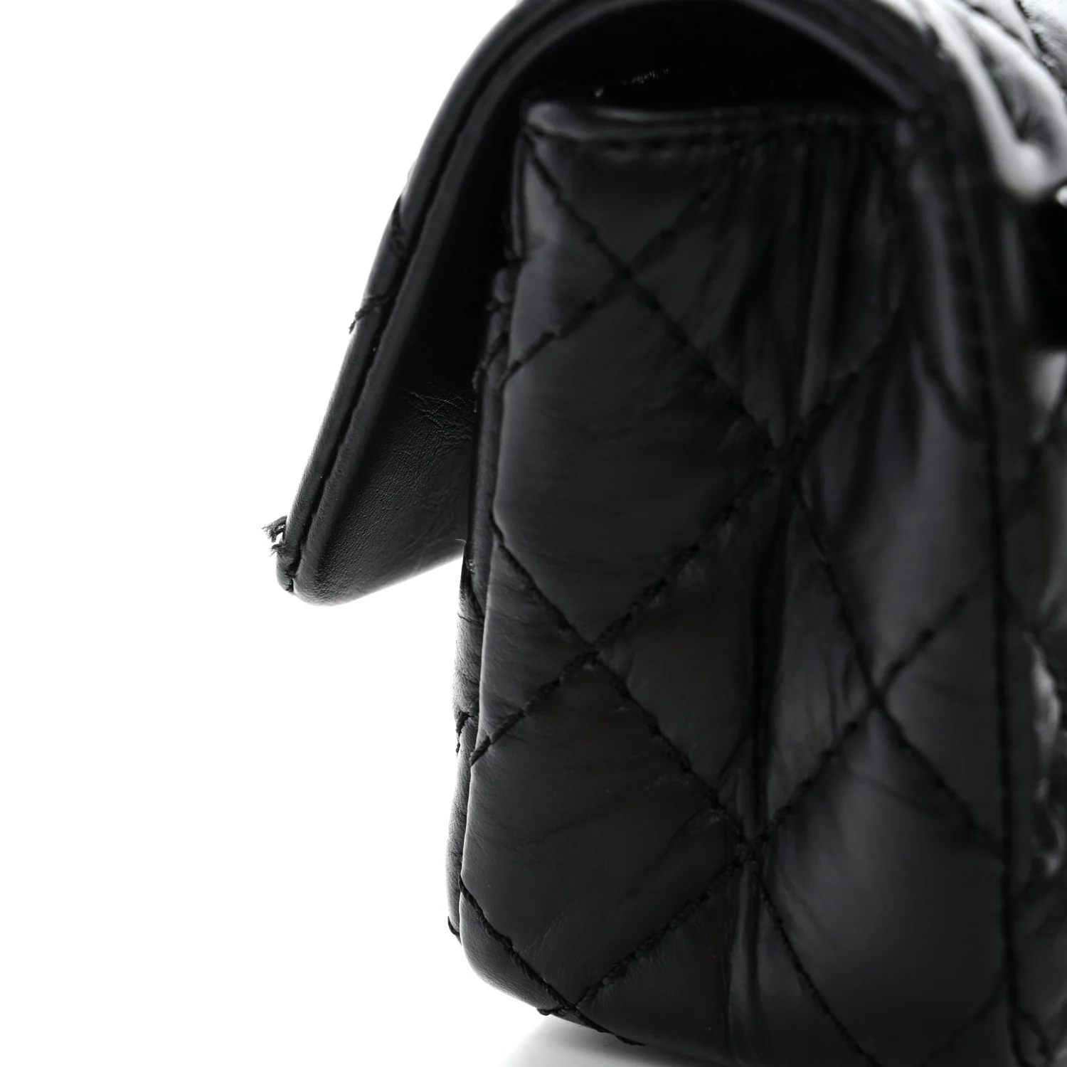 Aged Calfskin Quilted 2.55 Reissue Chain Waist Bag Black