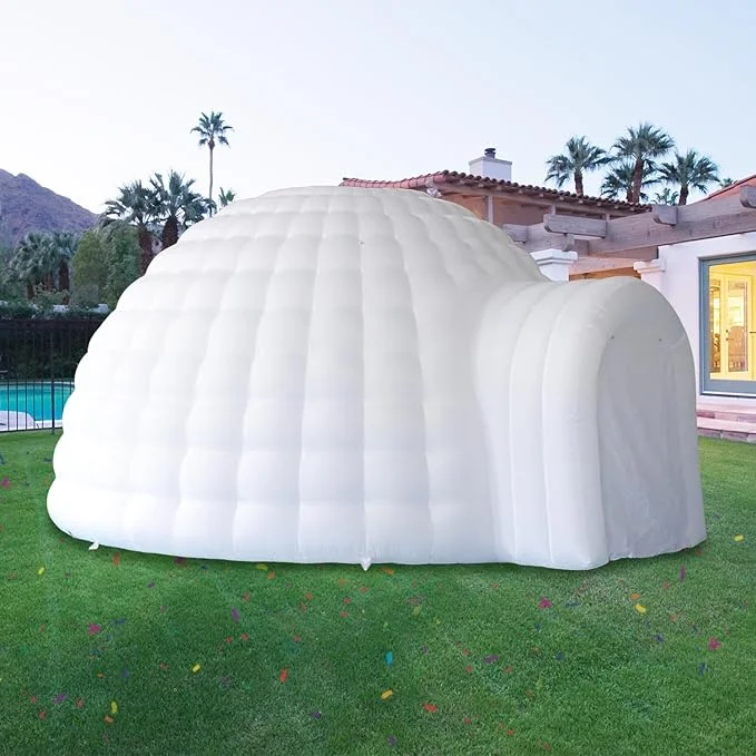 SAYOK 16.4ft Inflatable Igloo Dome Tent with LED Lgith Protable White Nightclub Tent for Party Wedding Event