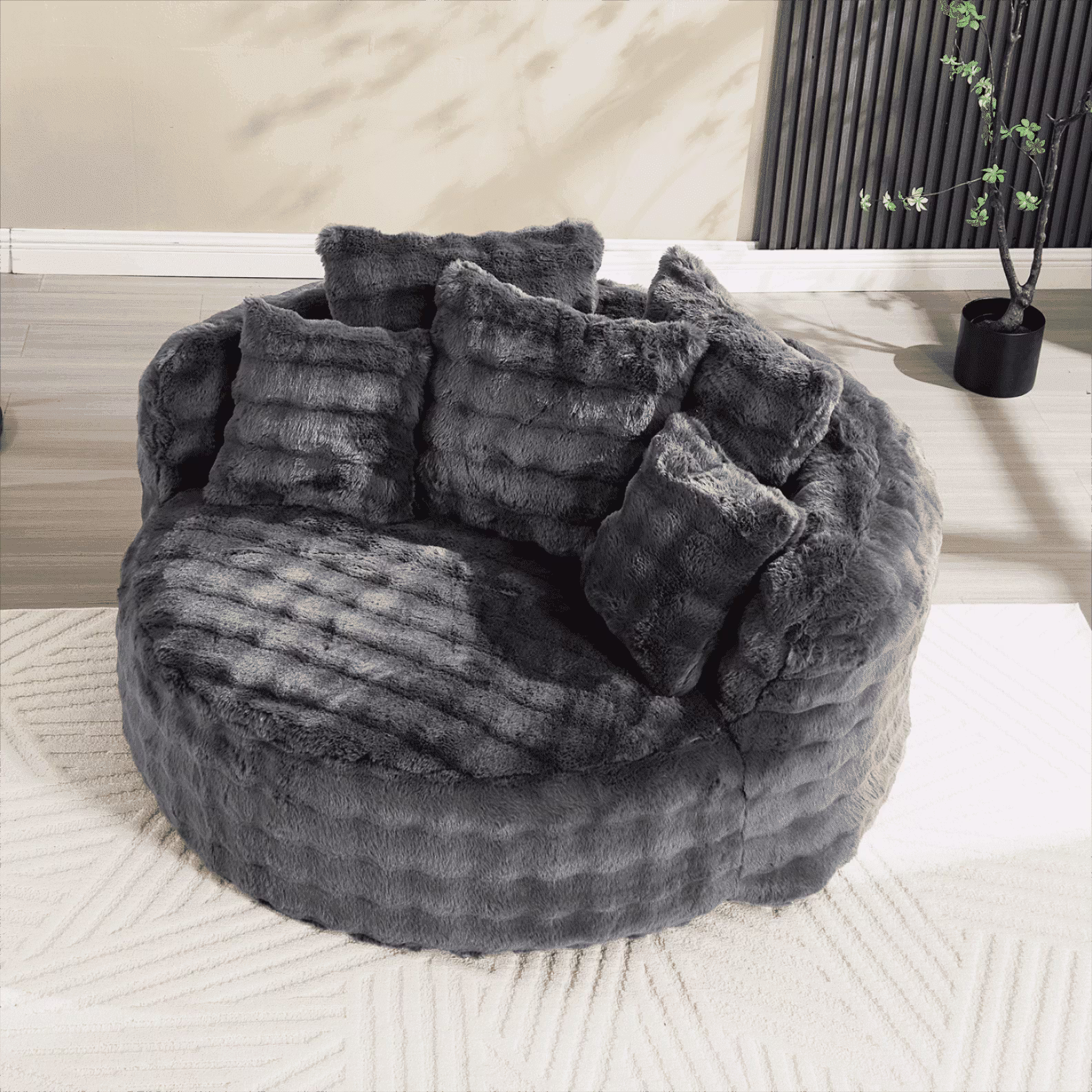 Wiilayok 58'' Oversized Chaise Lounge Chair Indoor, Thickened Backrest Sleeper Sofa Couch with Soft Pillows for Living Room, Gray