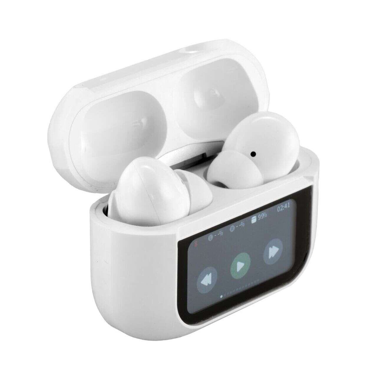 Ecouteurs bluetooth écran tactile blanc 6x2,5xH4,5cm