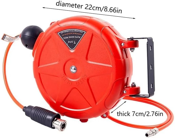 8mm Automatic Retractable Hose Reel for Car Wash, Garden Irrigation, Wall Mount High Pressure Water Pipe Holder, 10m Length, Pressure Washer Hose Reel