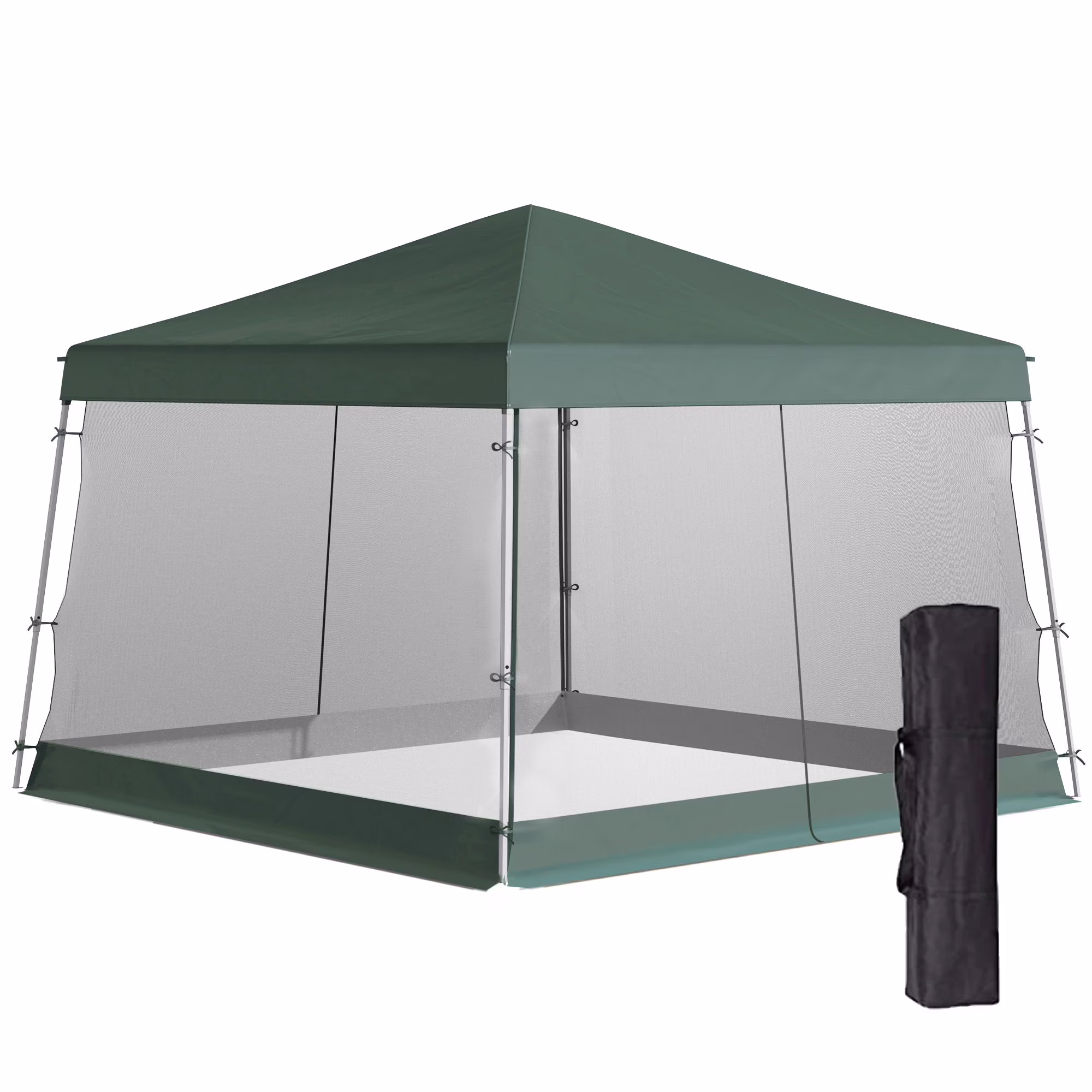 CoSoTower Slant Leg Pop Up Tent with Netting and Carry Bag, Instant Sun Shelter, Tents for Parties, Height Adjustable, for Outdoor, Garden, Patio, (11.5'X11.5' Base / 10'X10' Top), Green