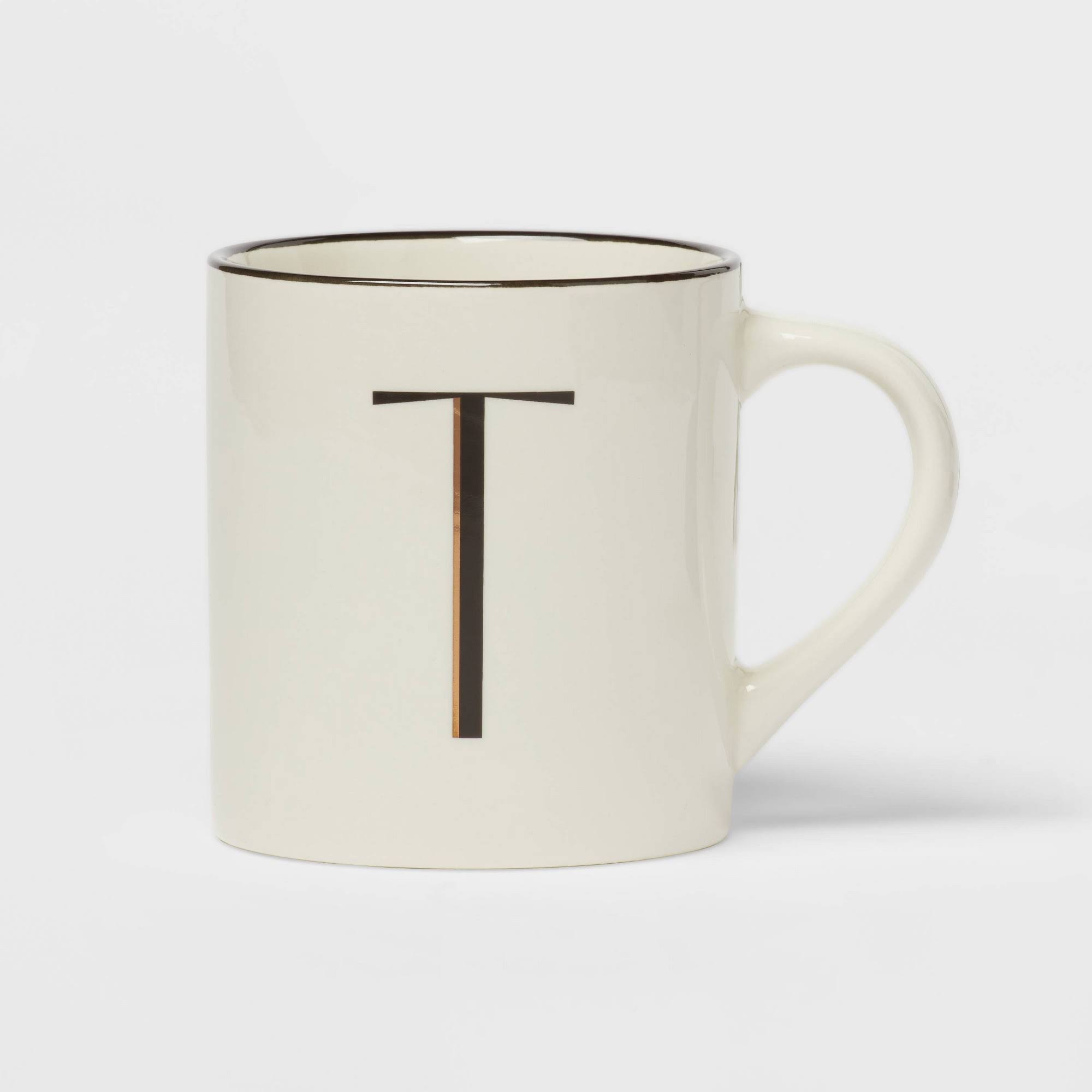 16oz Stoneware Monogram T Mug Ivory - Threshold