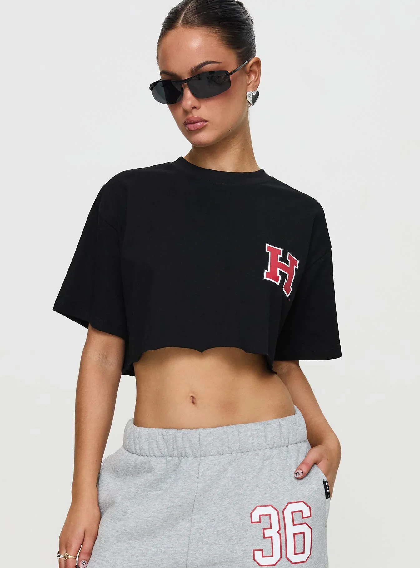 Harvard Graphic Track Top Black