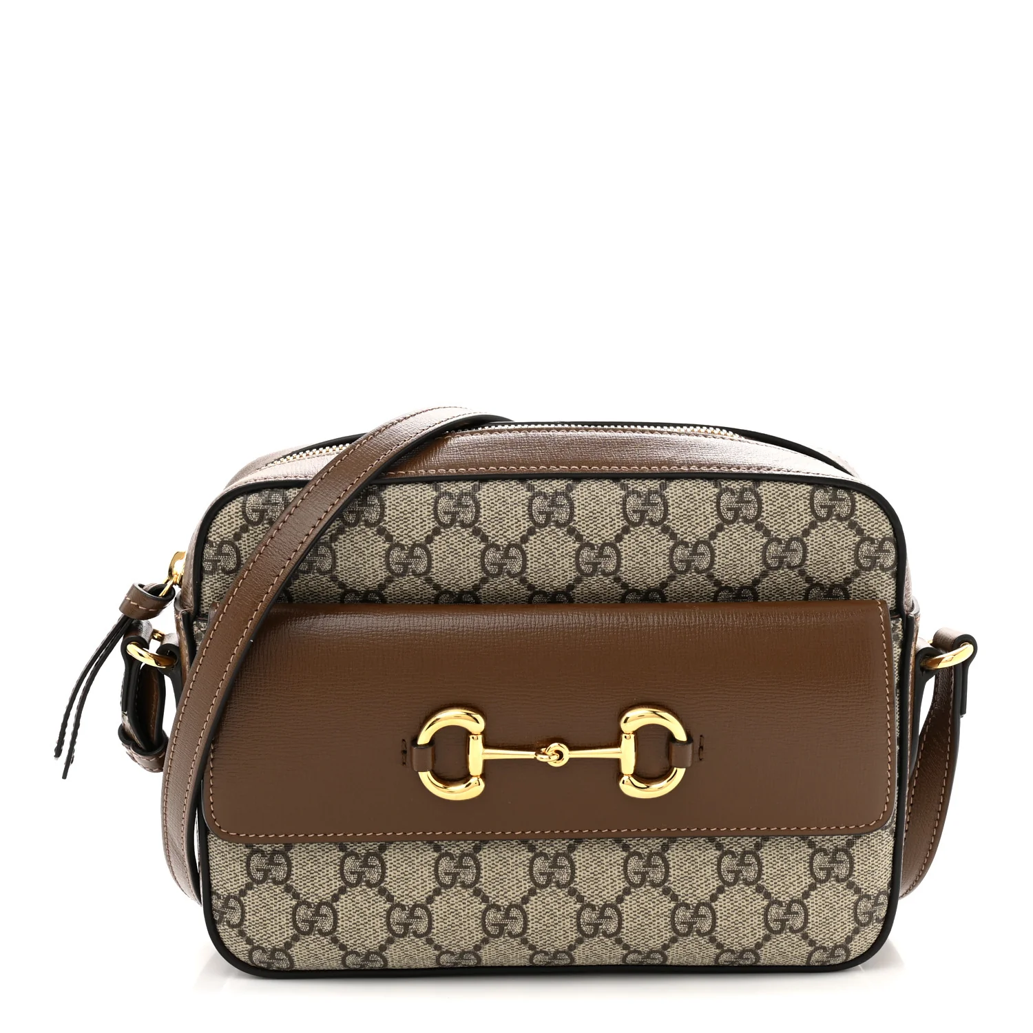 GG Supreme Monogram Small Horsebit 1955 Shoulder Bag Beige Brown Sugar