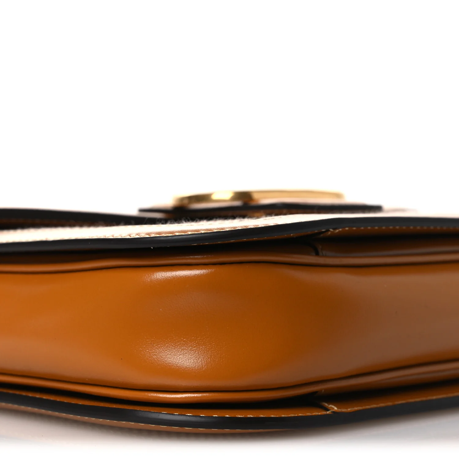 Smooth Calfskin Canvas 9to5 Shoulder Bag Natural Golden