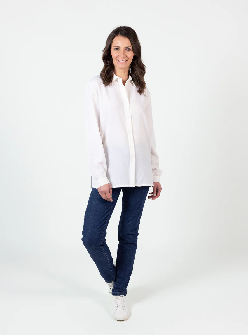 Chemisier uni femme laine blanc écru