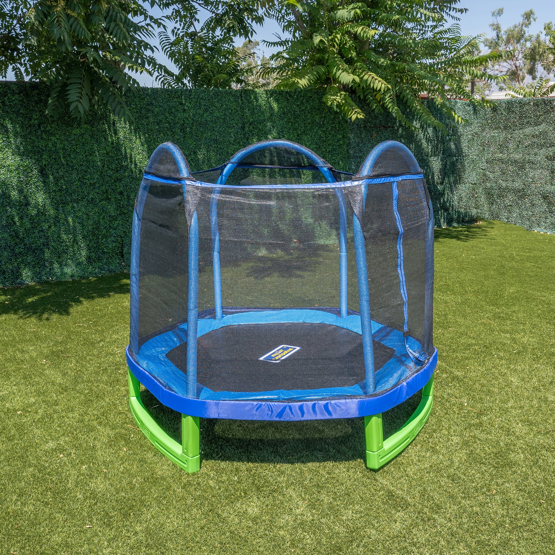 Sportspower 7' My 1st Trampoline for Kids 3 - 10 with Safety Enclosure Blue and Green
