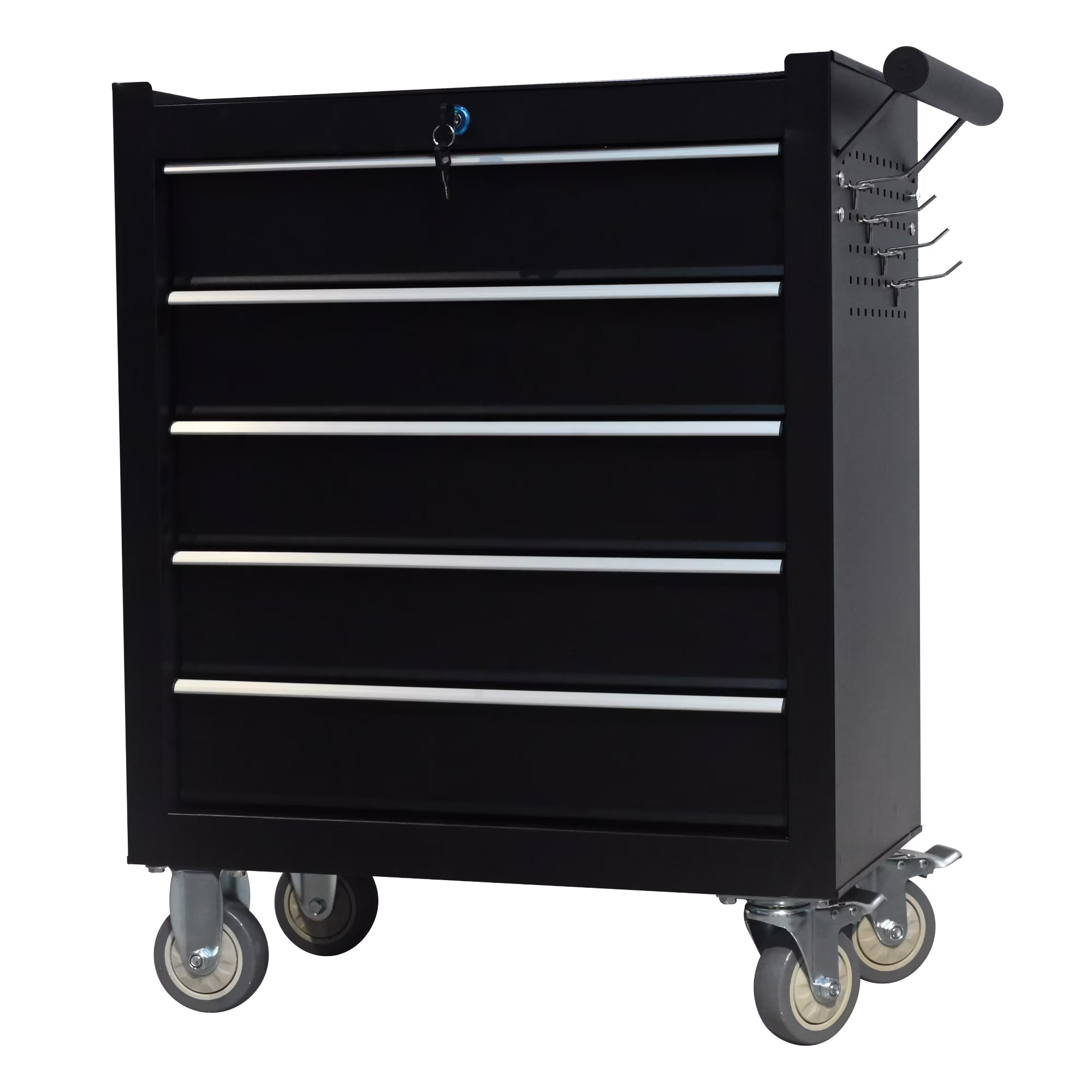 5 - Drawer Metal Rolling Tool Cabinet, Storage Toolbox with Brake Wheels, Tool Chest with Lock, Suitable for Warehouses, Garages, Repair Shops