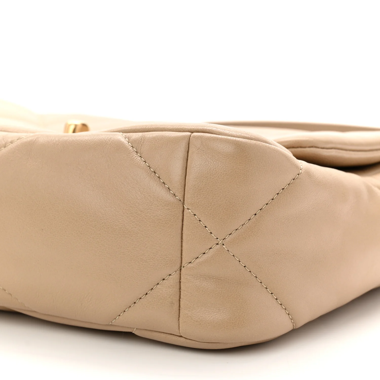 Lambskin Quilted Medium Chanel 19 Flap Dark Beige