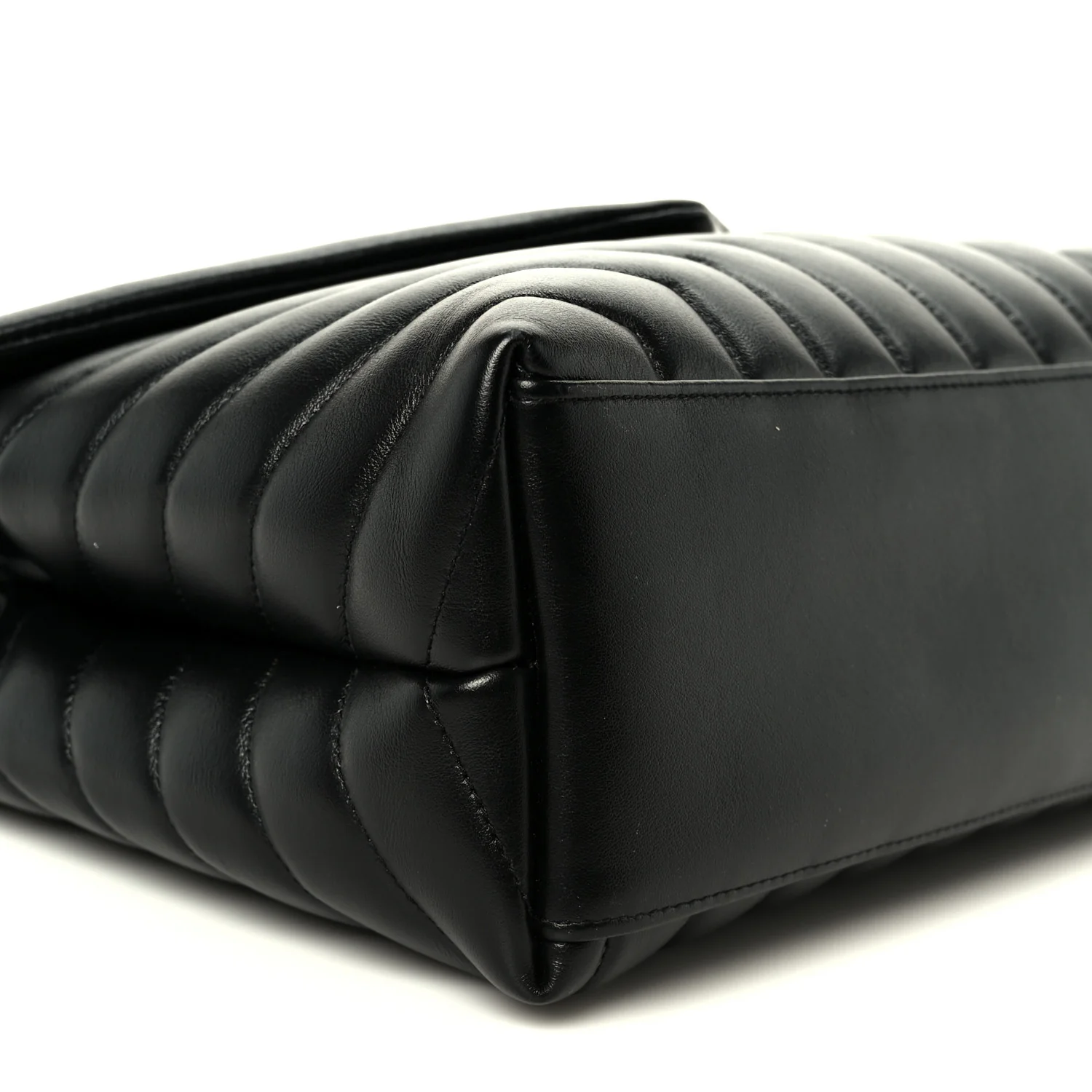 Calfskin Y Quilted Monogram Medium Loulou Chain Satchel Black