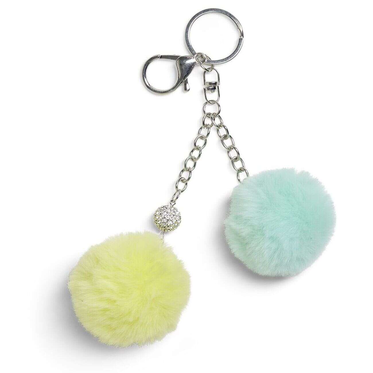 Porte clé avec 2 pompons colorés - 2 modèles