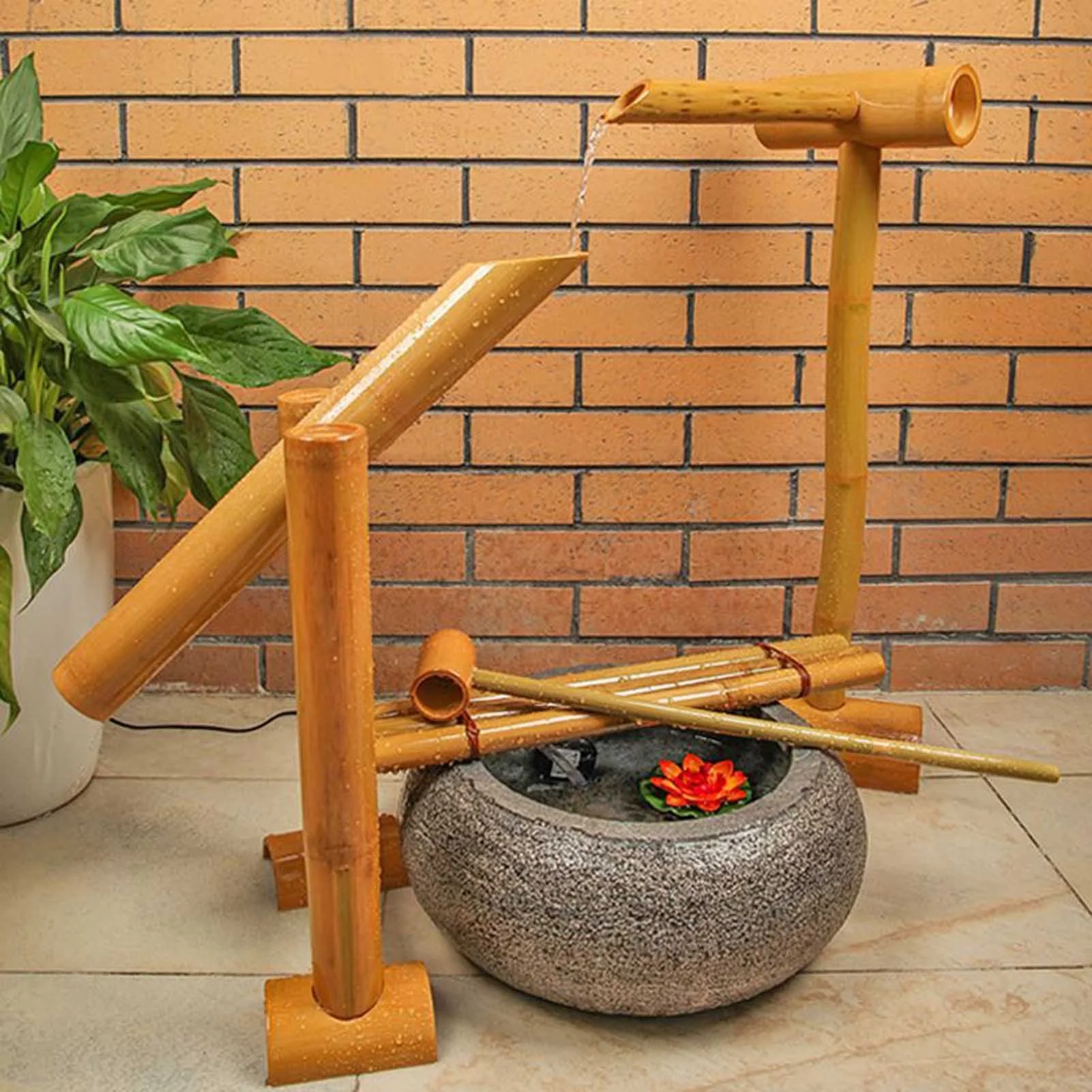 Swing Fountain For Outdoors, Zen Garden Water Fountain Bamboo, With Pump, DIY Zen Fountain, Bamboo Water Feature Zen Fountain Set - Image 6