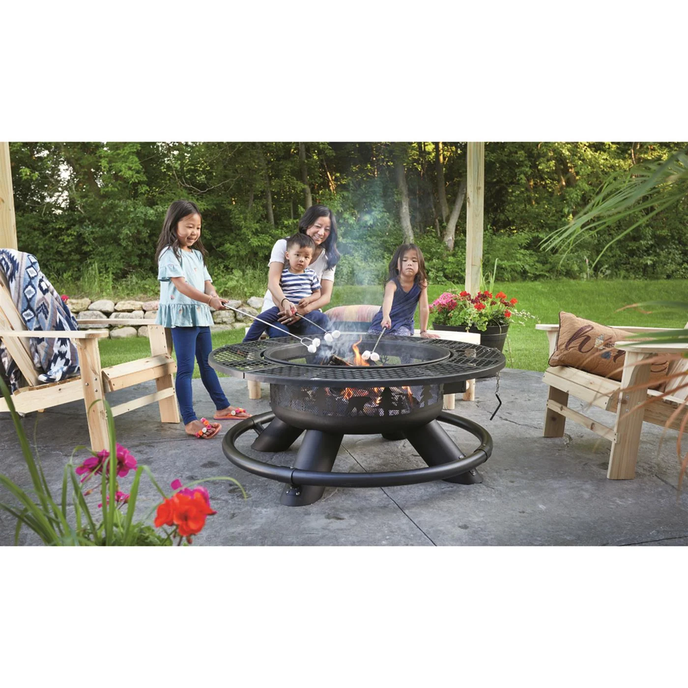 47" Fire Pit with BBQ Grate Geometric(Geometric) - Image 9
