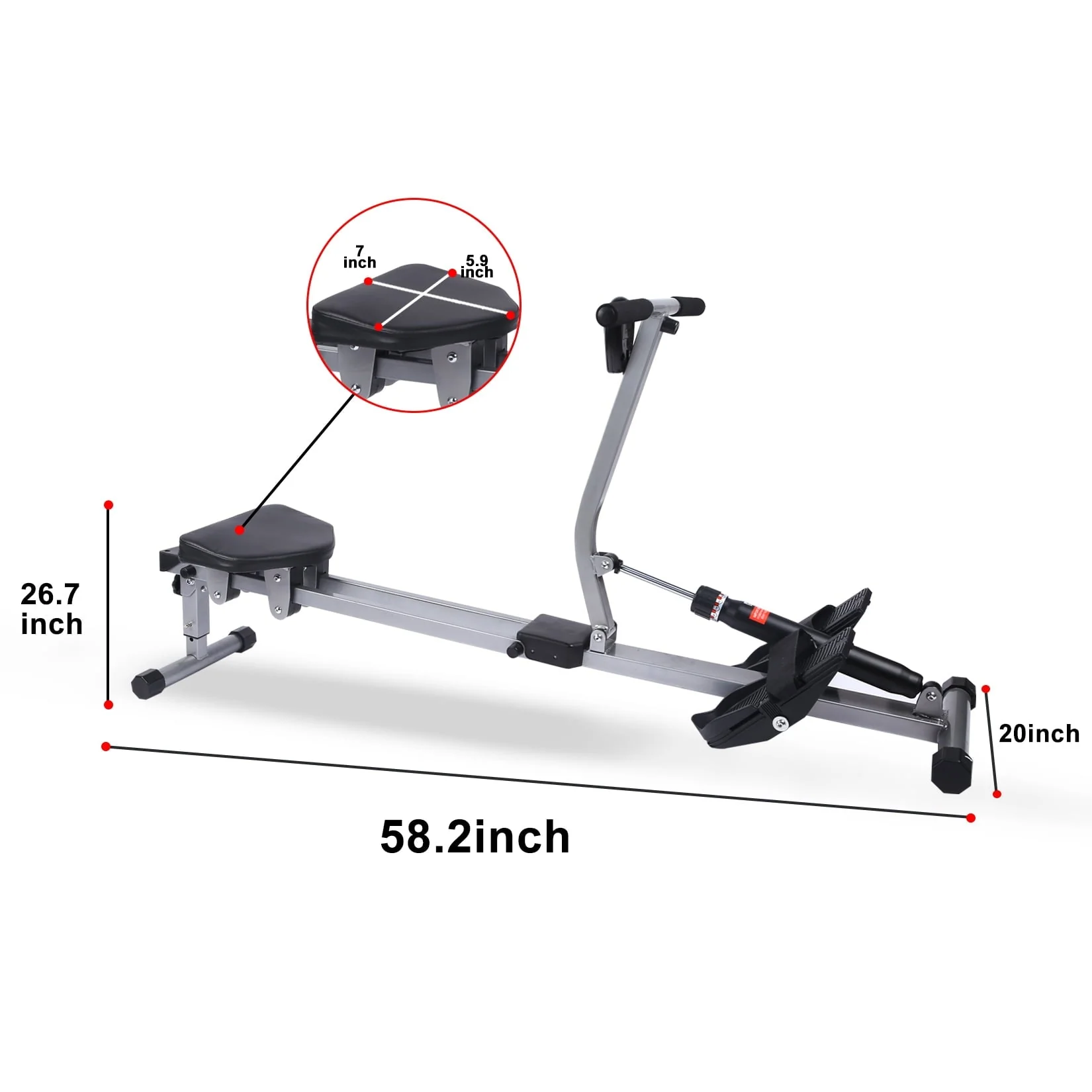 DFITO Fitness Rowing Machine Rower Ergometer, 12 Levels of Adjustable Resistance, Digital Monitor and 260 lb of Maximum Load, Black