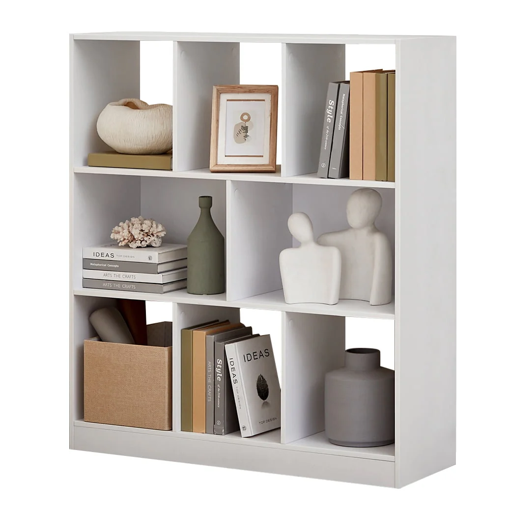 VASAGLE 8-Cube Storage Organizer Bookcase Book Shelf Storage Cabinet White(Brown)