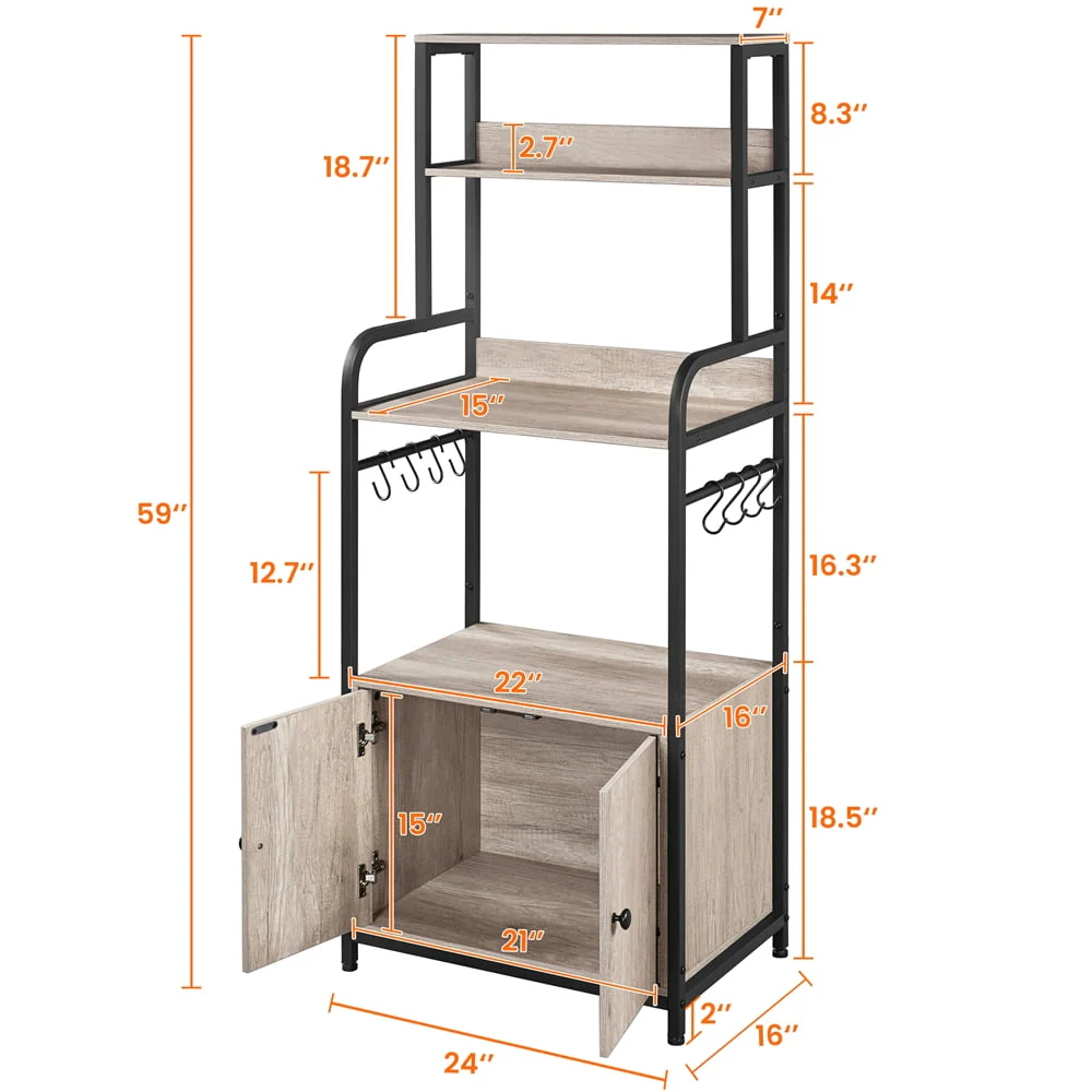 SmileMart Kitchen Baker's Rack Utility Storage Shelf Unit Microwave Stand, Gray